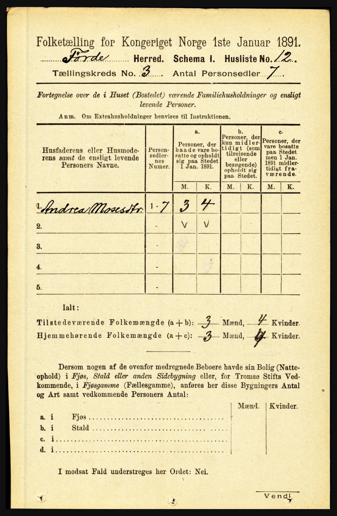 RA, 1891 census for 1432 Førde, 1891, p. 819