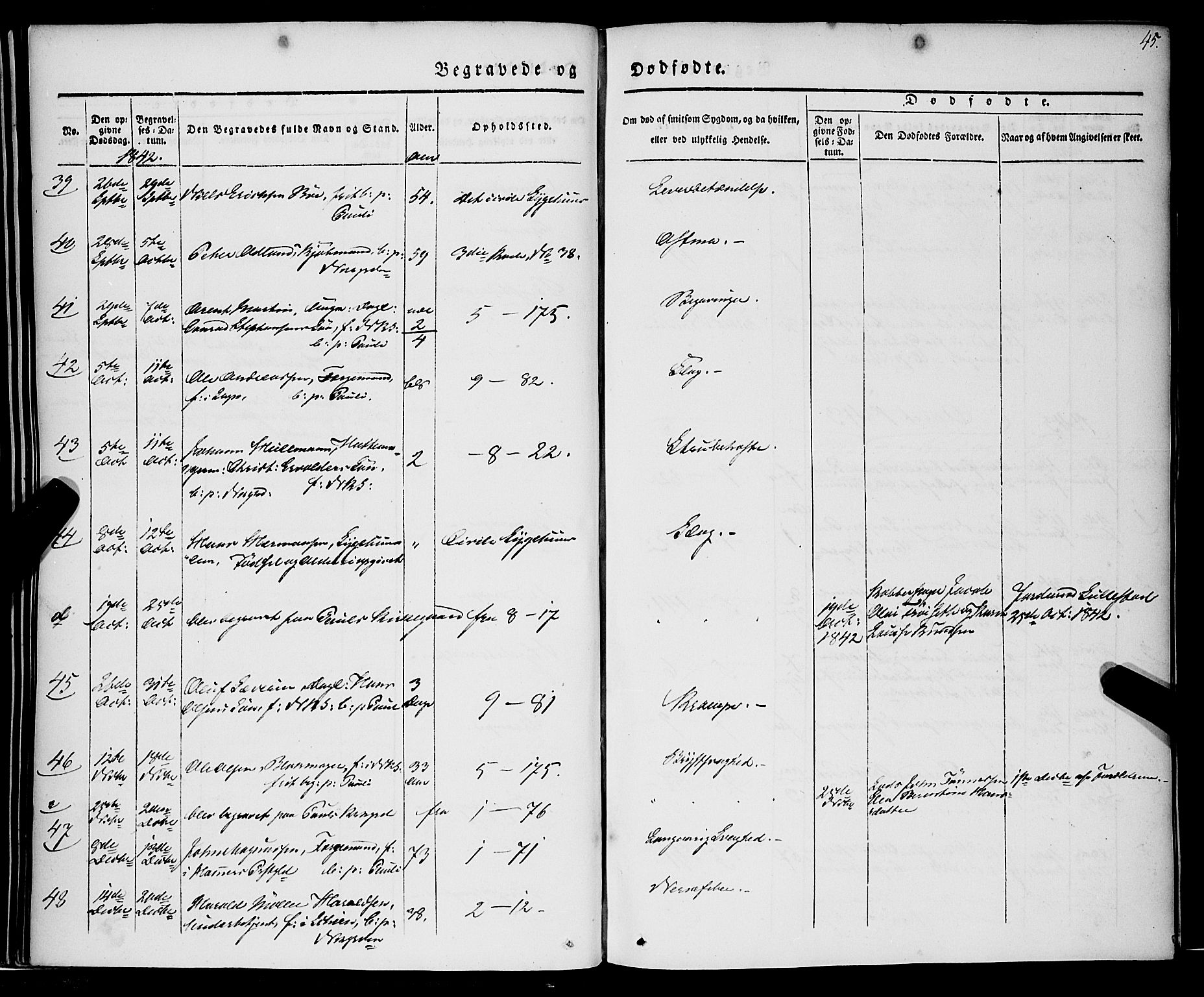 Nykirken Sokneprestembete, AV/SAB-A-77101/H/Haa/L0041: Parish register (official) no. E 1, 1833-1850, p. 45