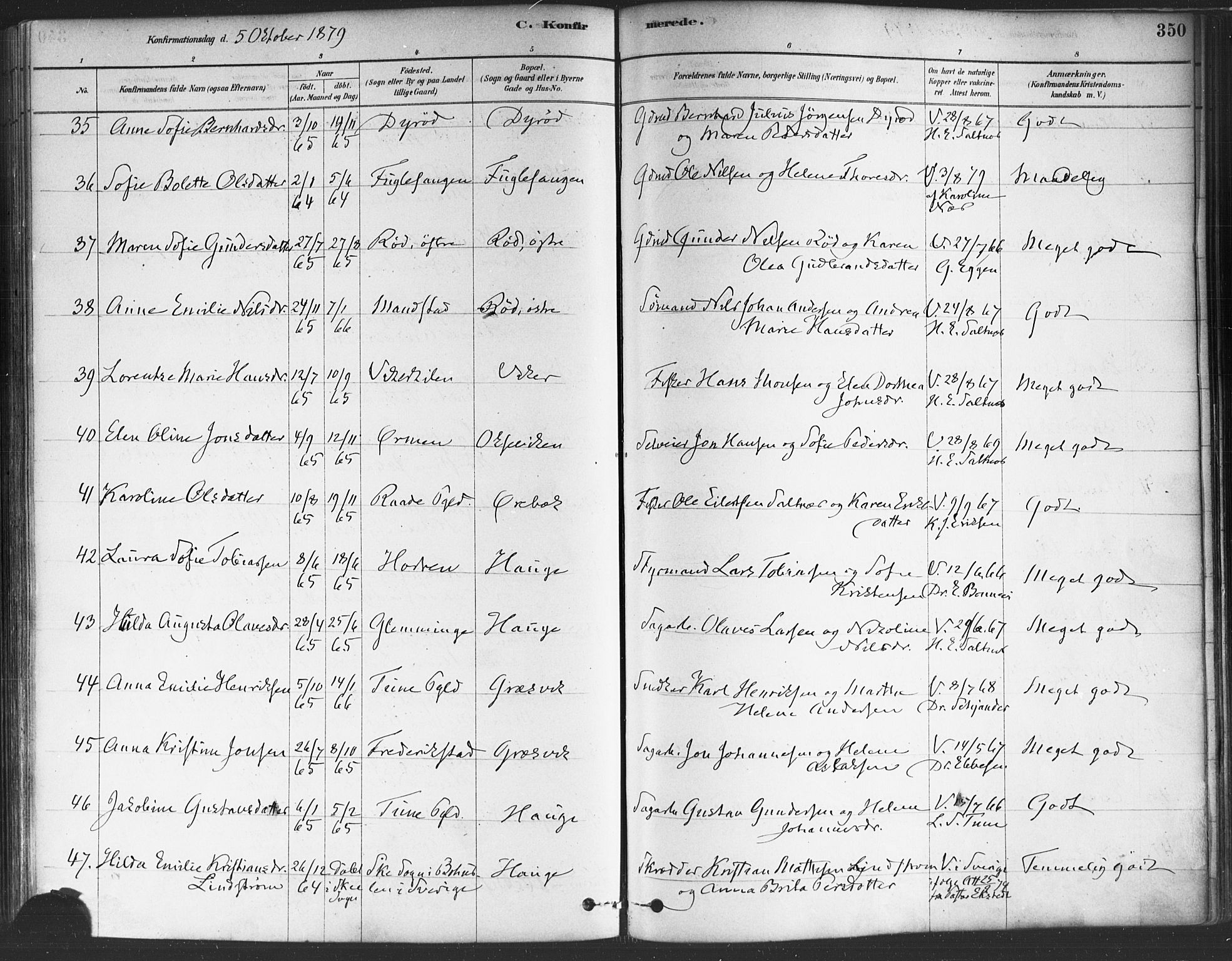 Onsøy prestekontor Kirkebøker, SAO/A-10914/F/Fa/L0005: Parish register (official) no. I 5, 1878-1898, p. 350