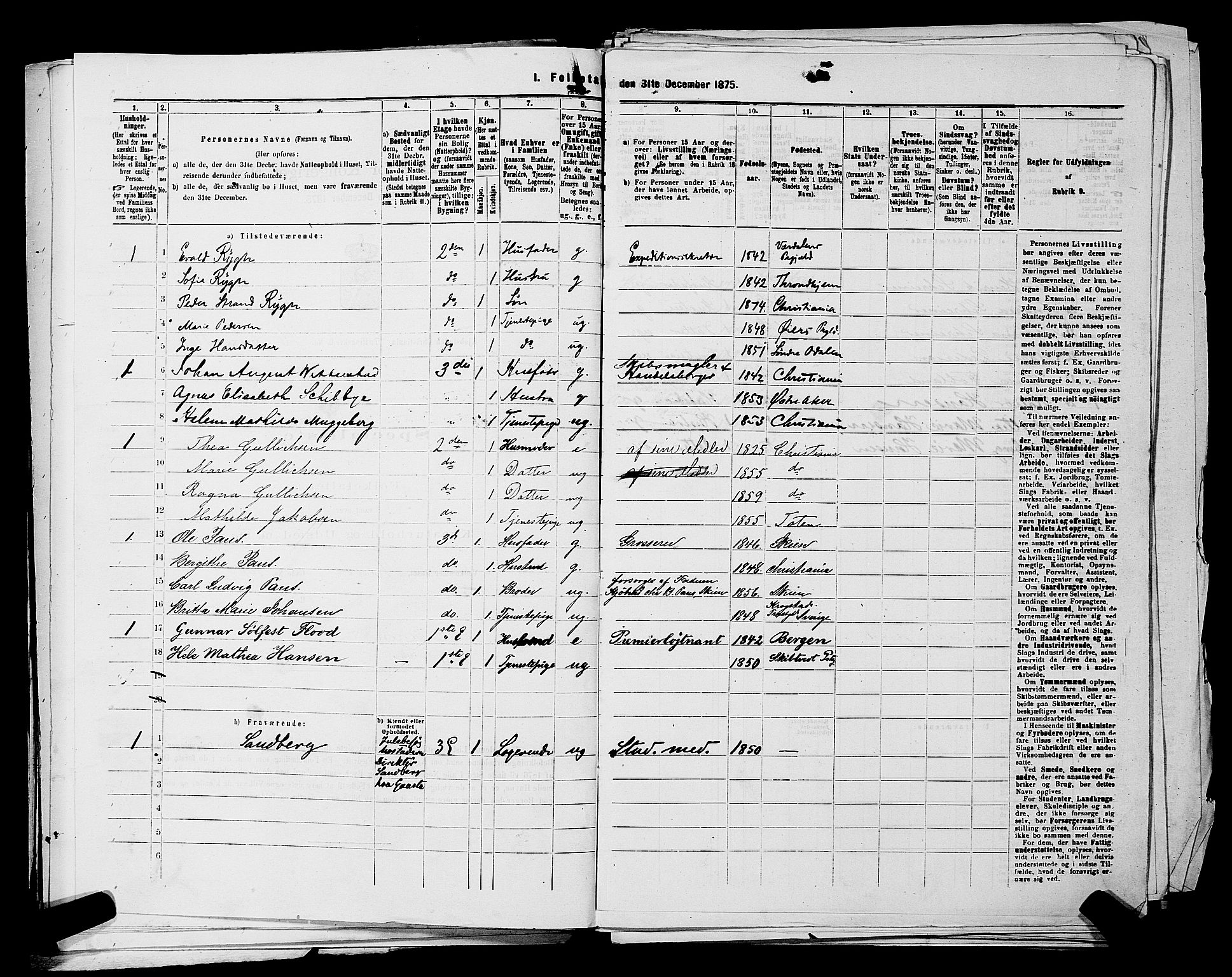 RA, 1875 census for 0301 Kristiania, 1875, p. 3025