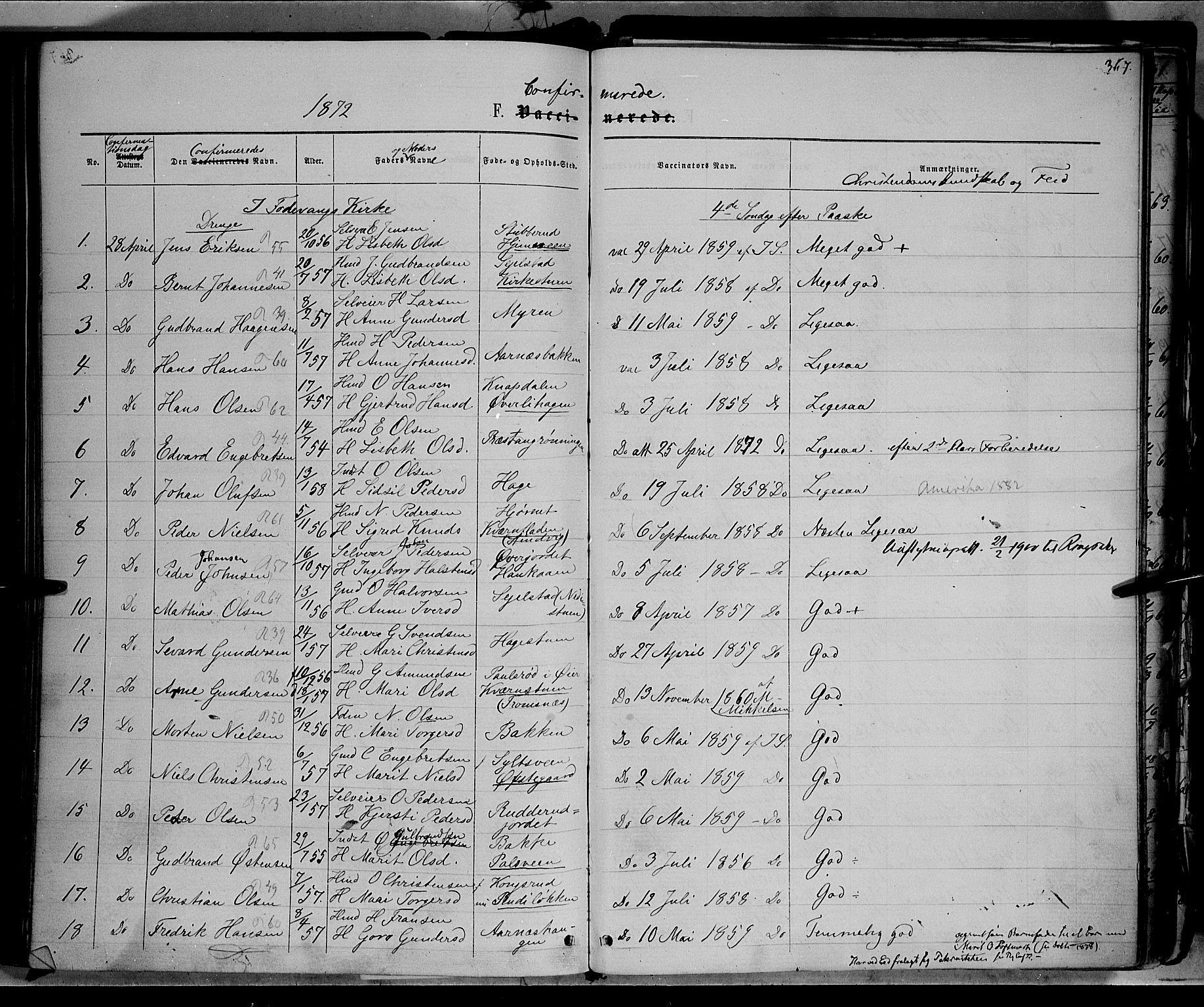 Ringebu prestekontor, SAH/PREST-082/H/Ha/Haa/L0007: Parish register (official) no. 7, 1860-1877, p. 367