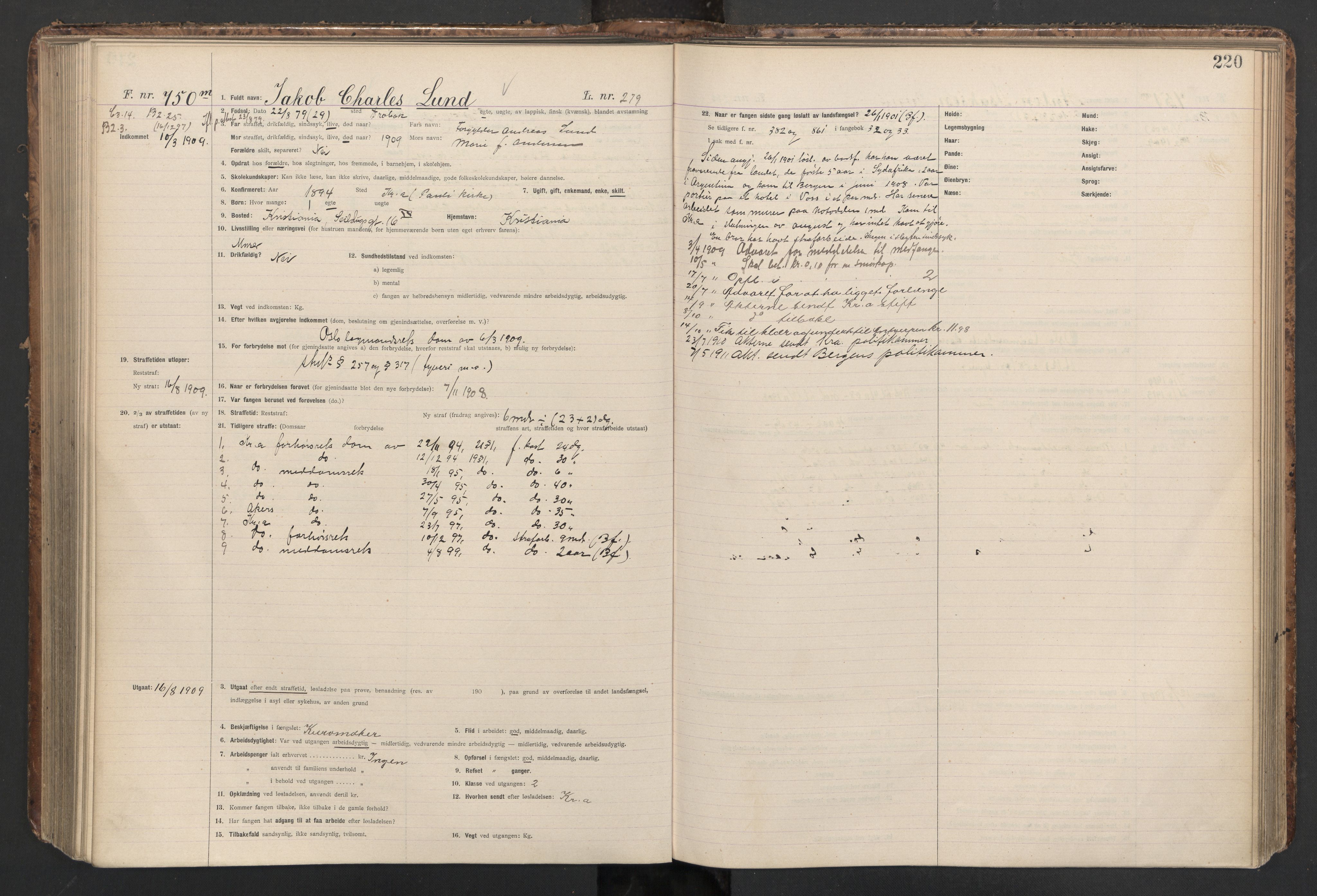 Botsfengslet, AV/RA-S-1539/D/Db/Dbb/L0042: 531m - 871m, 1908-1909, p. 220