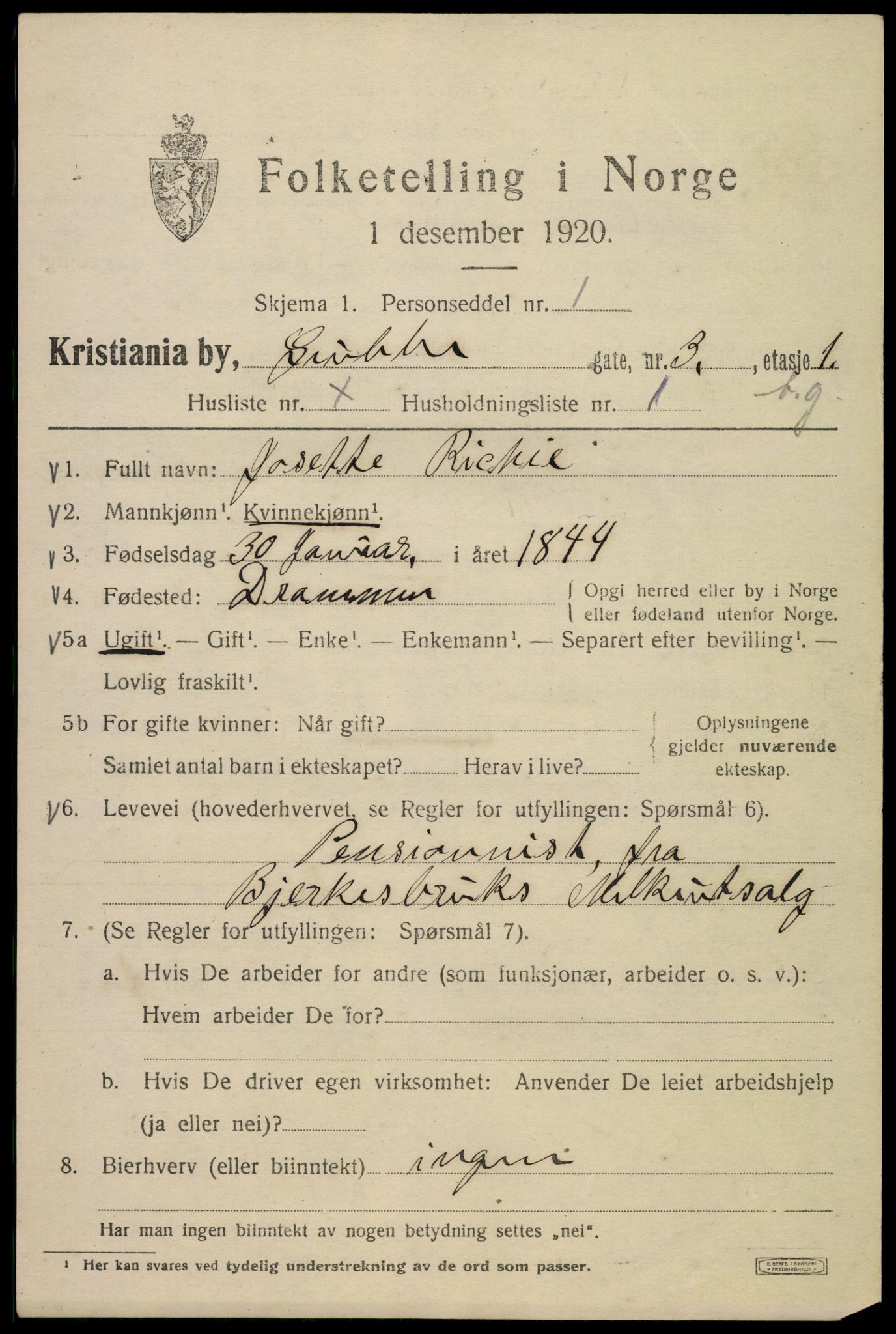 SAO, 1920 census for Kristiania, 1920, p. 252435