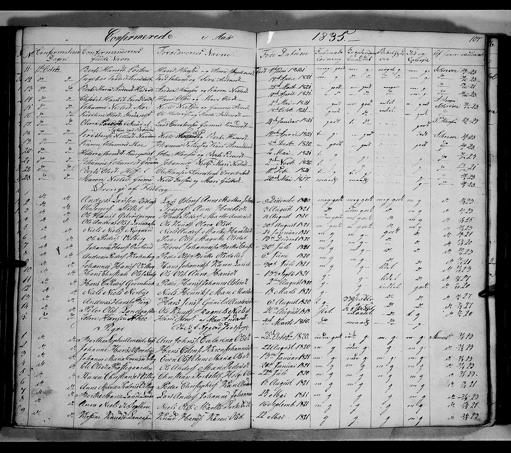 Land prestekontor, SAH/PREST-120/H/Ha/Hab/L0002: Parish register (copy) no. 2, 1833-1849, p. 107