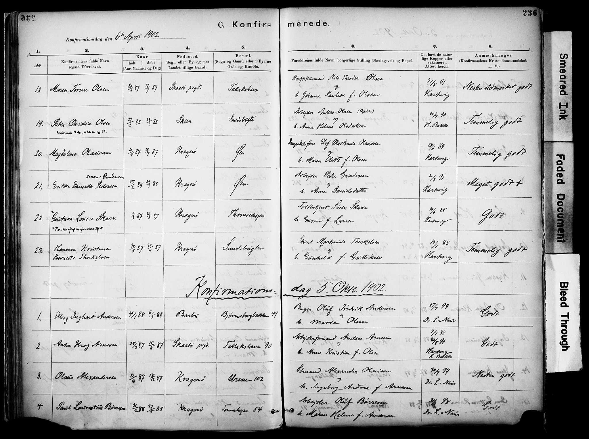 Kragerø kirkebøker, SAKO/A-278/F/Fa/L0012: Parish register (official) no. 12, 1880-1904, p. 236
