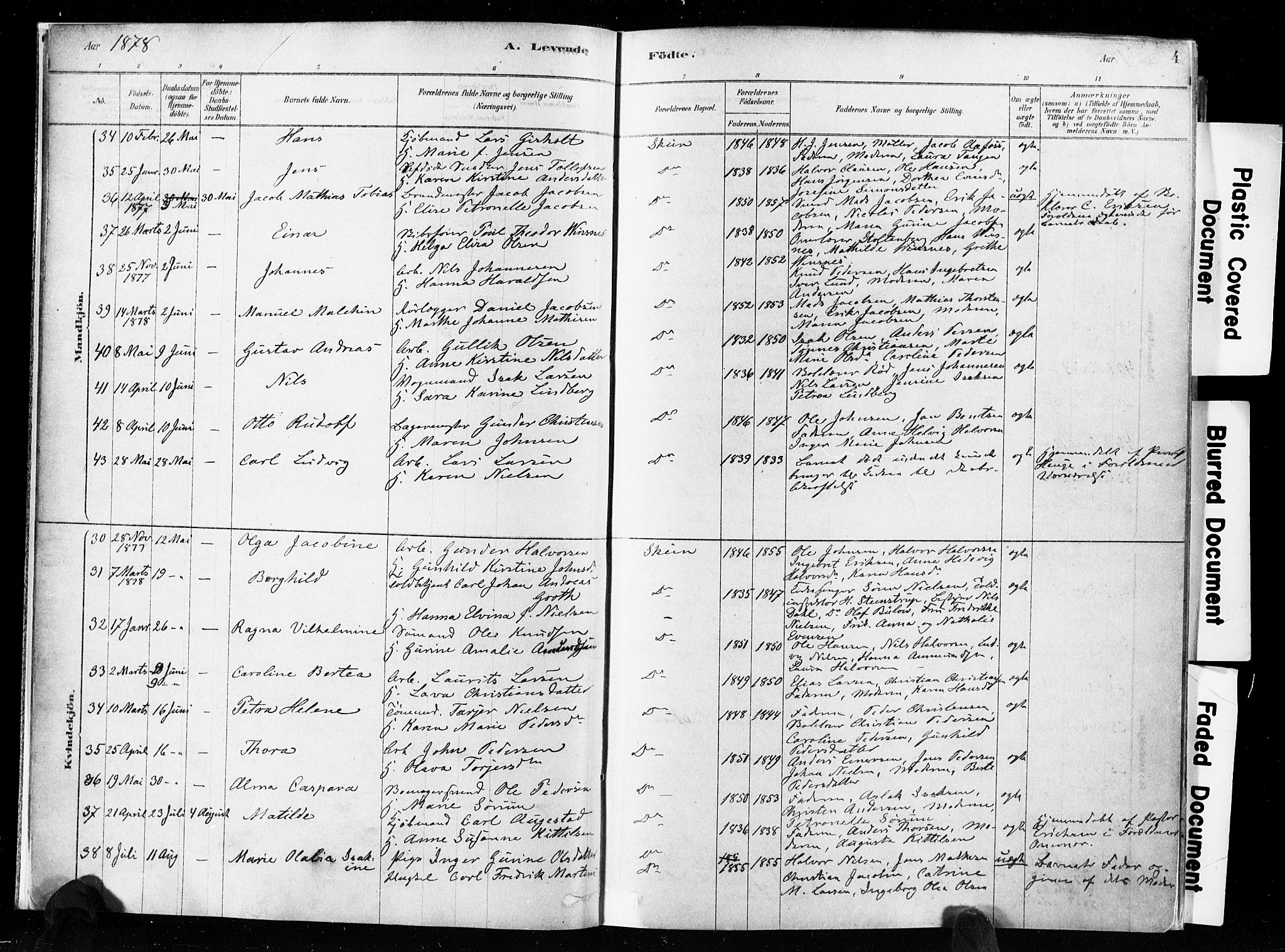 Skien kirkebøker, AV/SAKO-A-302/F/Fa/L0009: Parish register (official) no. 9, 1878-1890, p. 4