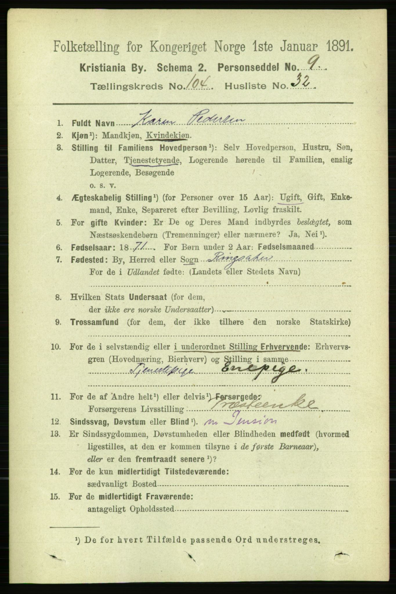 RA, 1891 census for 0301 Kristiania, 1891, p. 52854