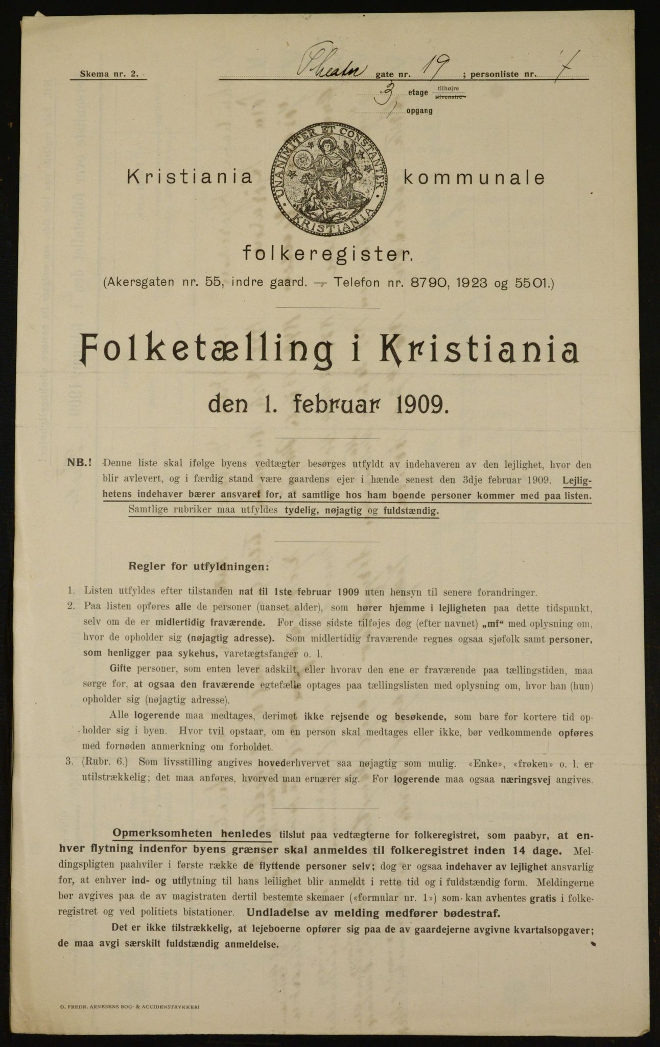 OBA, Municipal Census 1909 for Kristiania, 1909, p. 97254