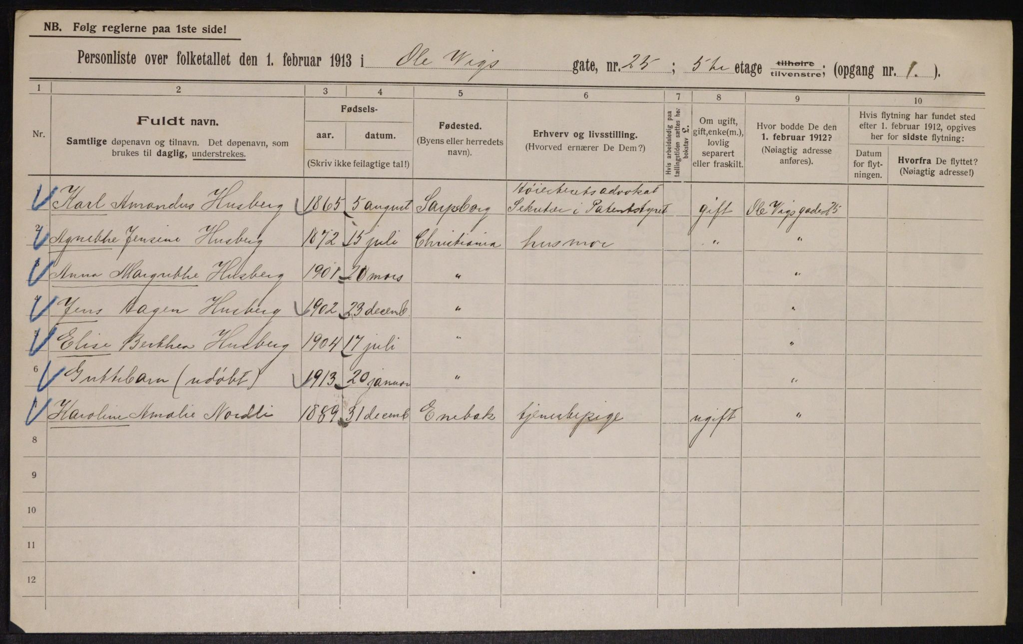 OBA, Municipal Census 1913 for Kristiania, 1913, p. 75844