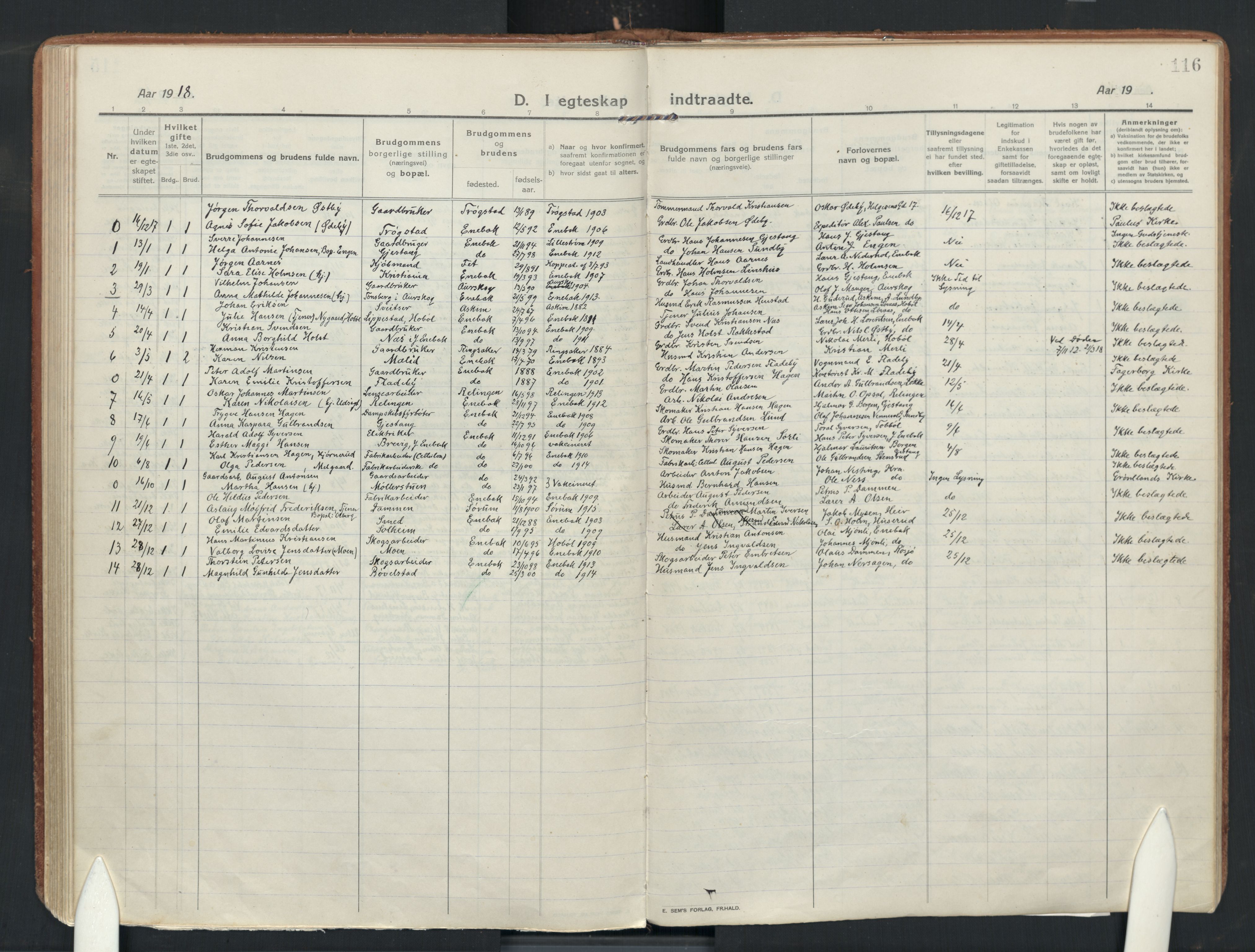Enebakk prestekontor Kirkebøker, SAO/A-10171c/F/Fa/L0019: Parish register (official) no. I 19, 1912-1935, p. 116