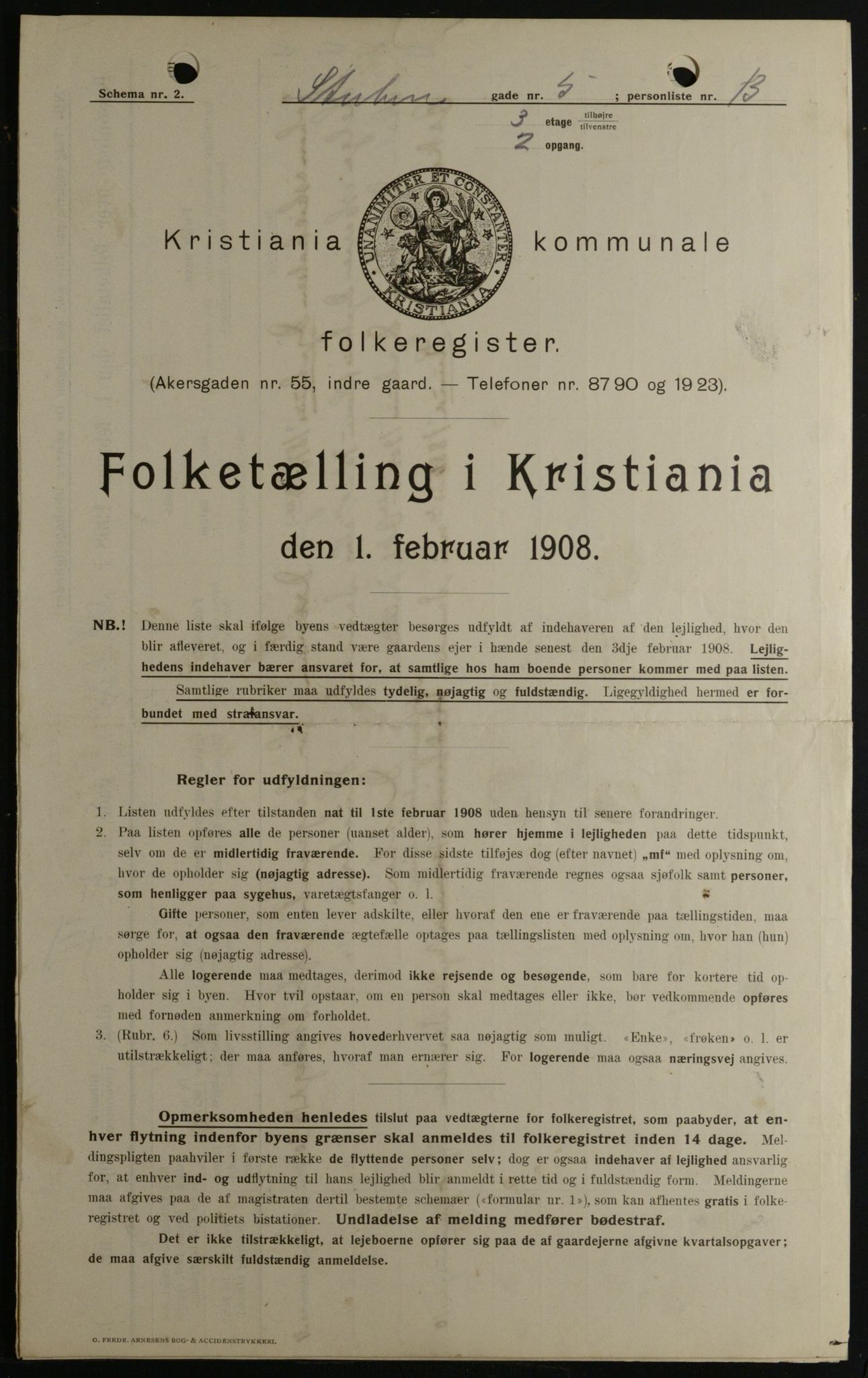 OBA, Municipal Census 1908 for Kristiania, 1908, p. 93998