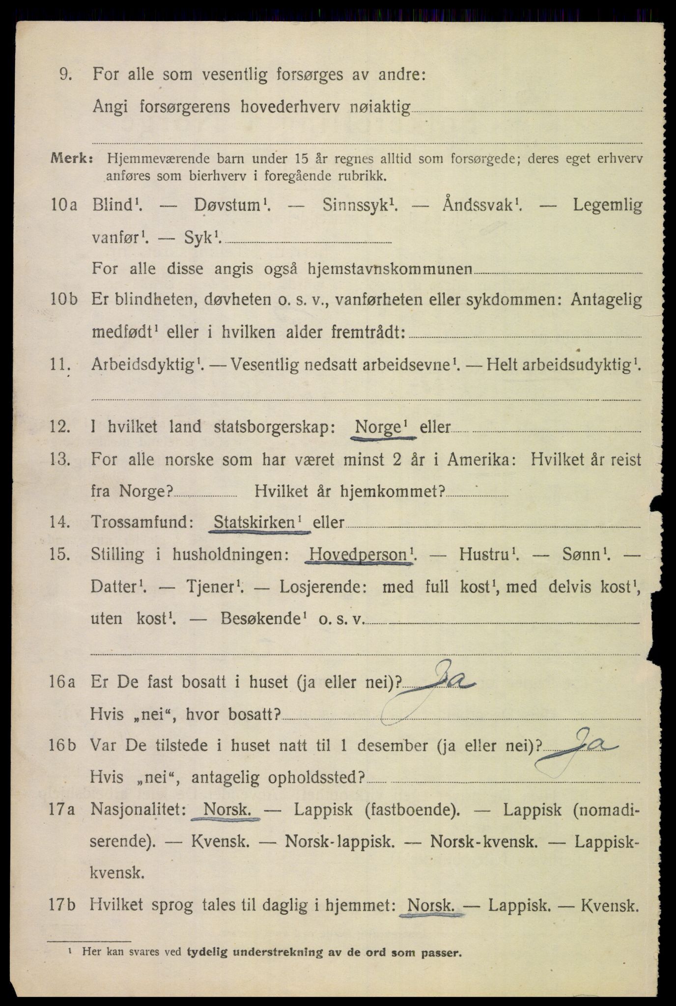 SAT, 1920 census for Tysfjord, 1920, p. 1228