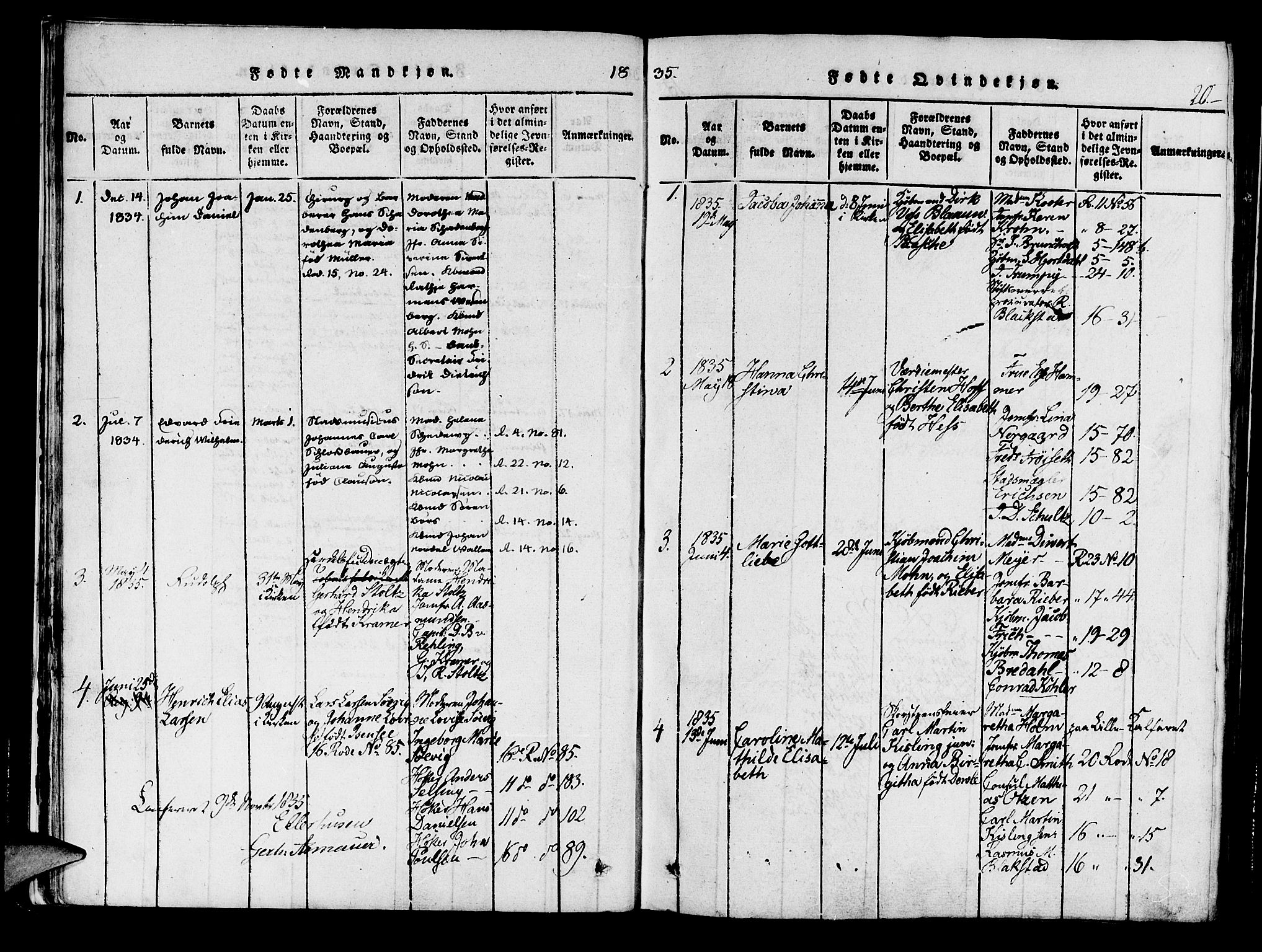 Mariakirken Sokneprestembete, SAB/A-76901/H/Haa/L0005: Parish register (official) no. A 5, 1815-1845, p. 20