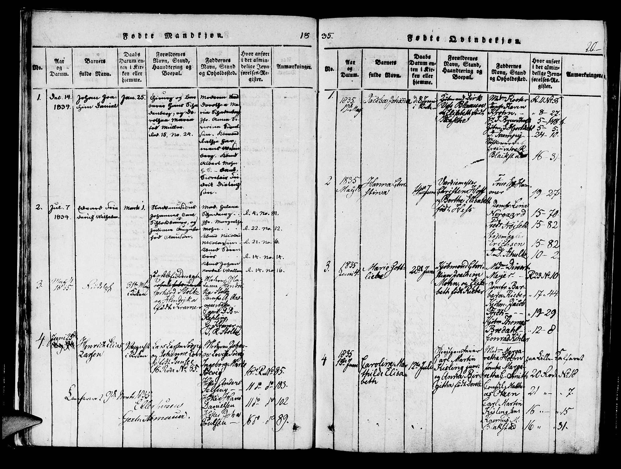 Mariakirken Sokneprestembete, AV/SAB-A-76901/H/Haa/L0005: Parish register (official) no. A 5, 1815-1845, p. 20