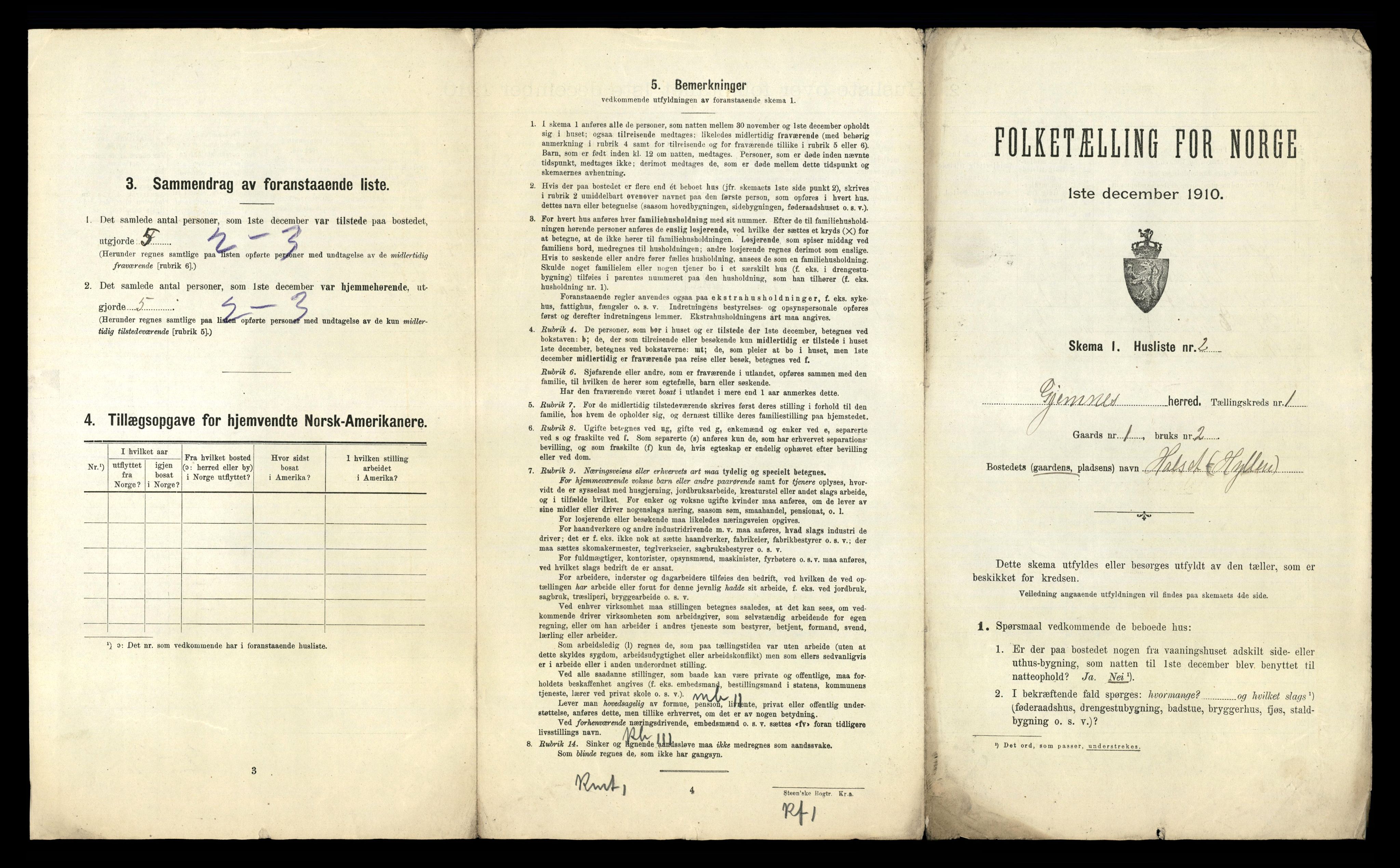 RA, 1910 census for Gjemnes, 1910, p. 19