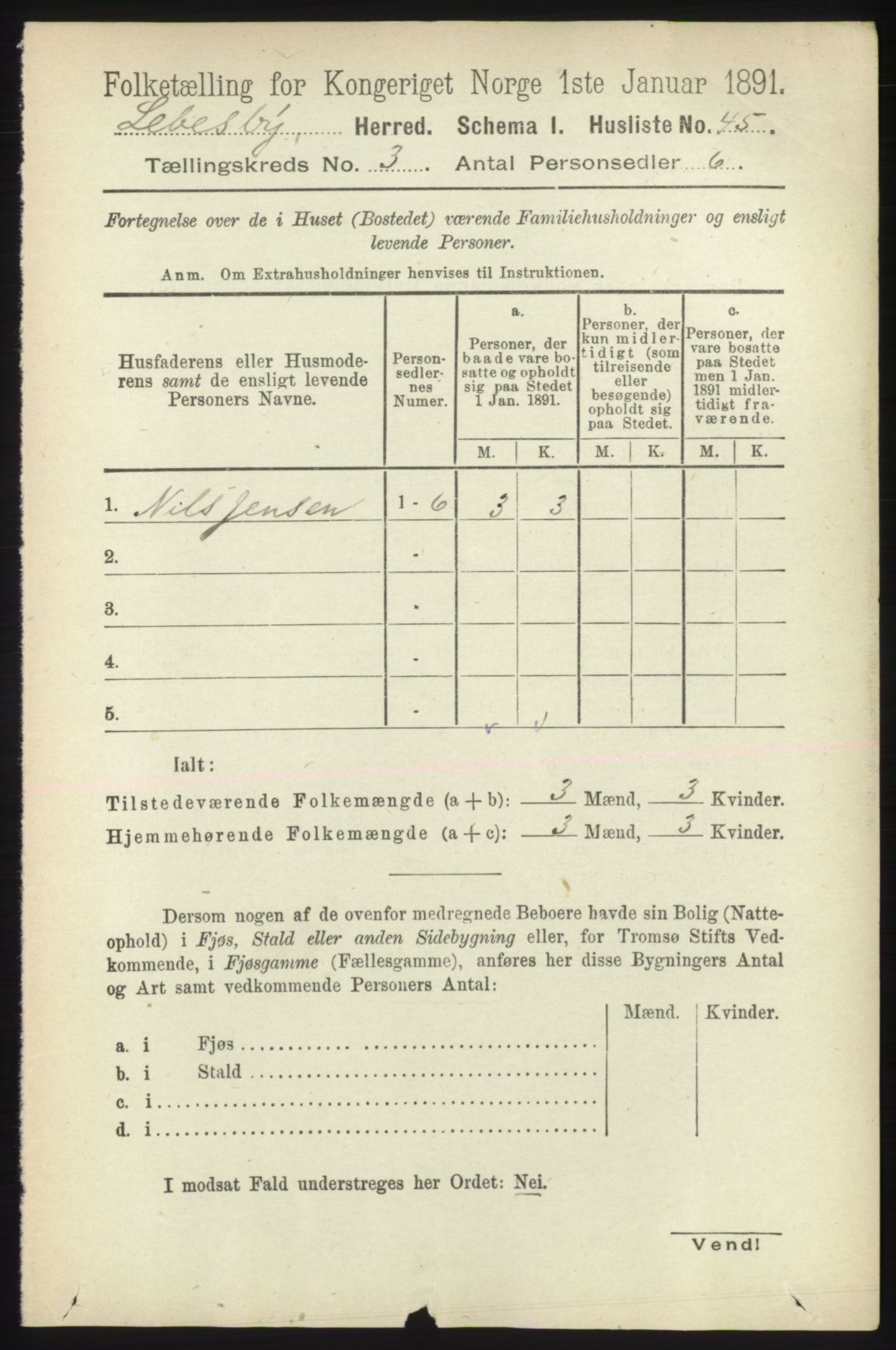 RA, 1891 census for 2022 Lebesby, 1891, p. 722