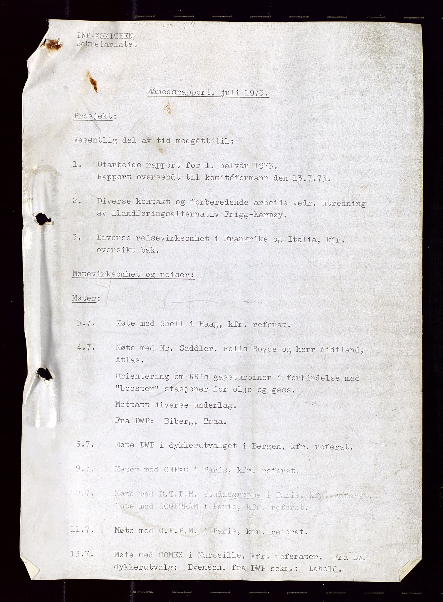Industridepartementet, Oljekontoret, AV/SAST-A-101348/Di/L0001: DWP, møter juni - november, komiteemøter nr. 19 - 26, 1973-1974, p. 489