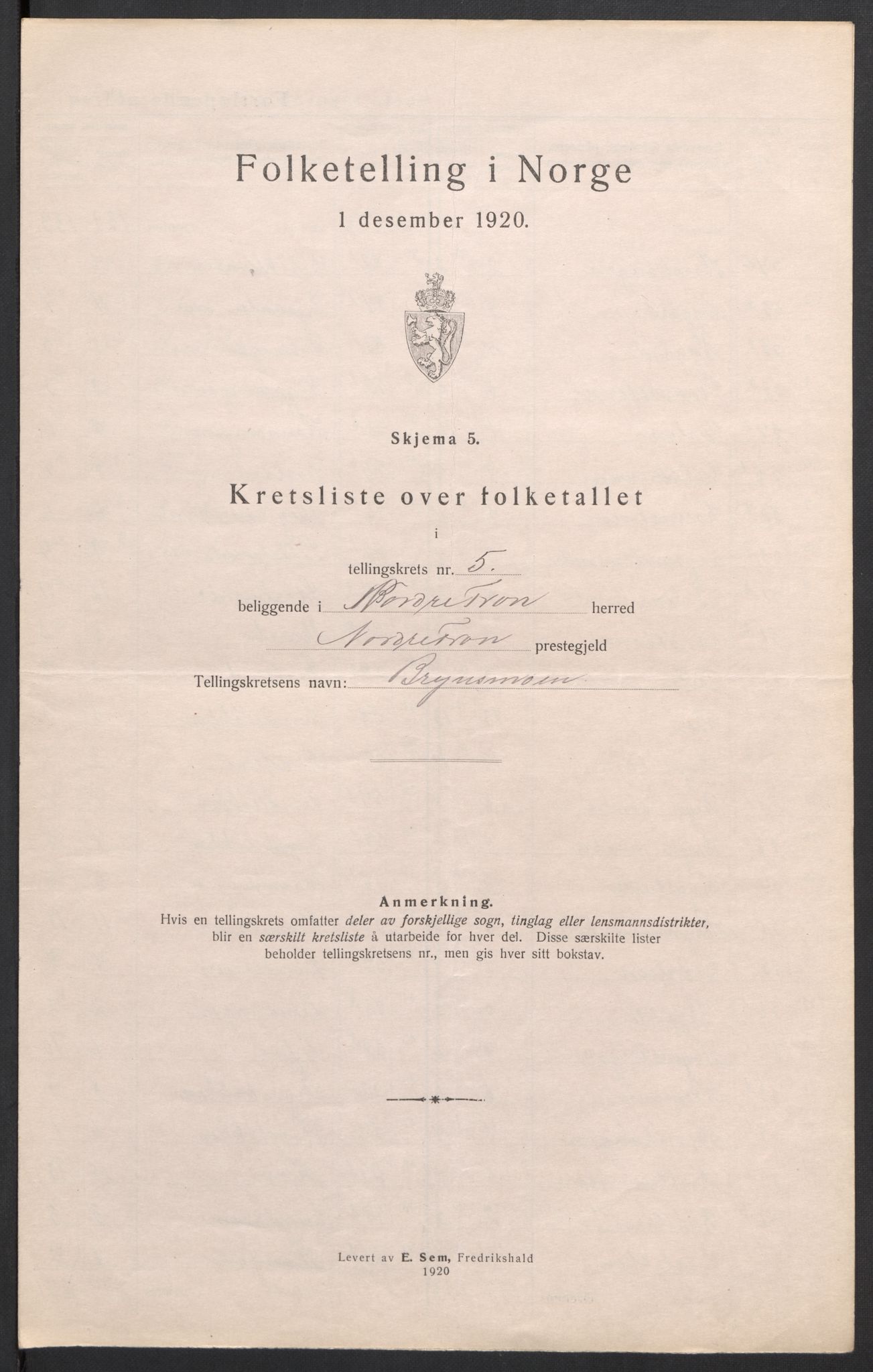 SAH, 1920 census for Nord-Fron, 1920, p. 18