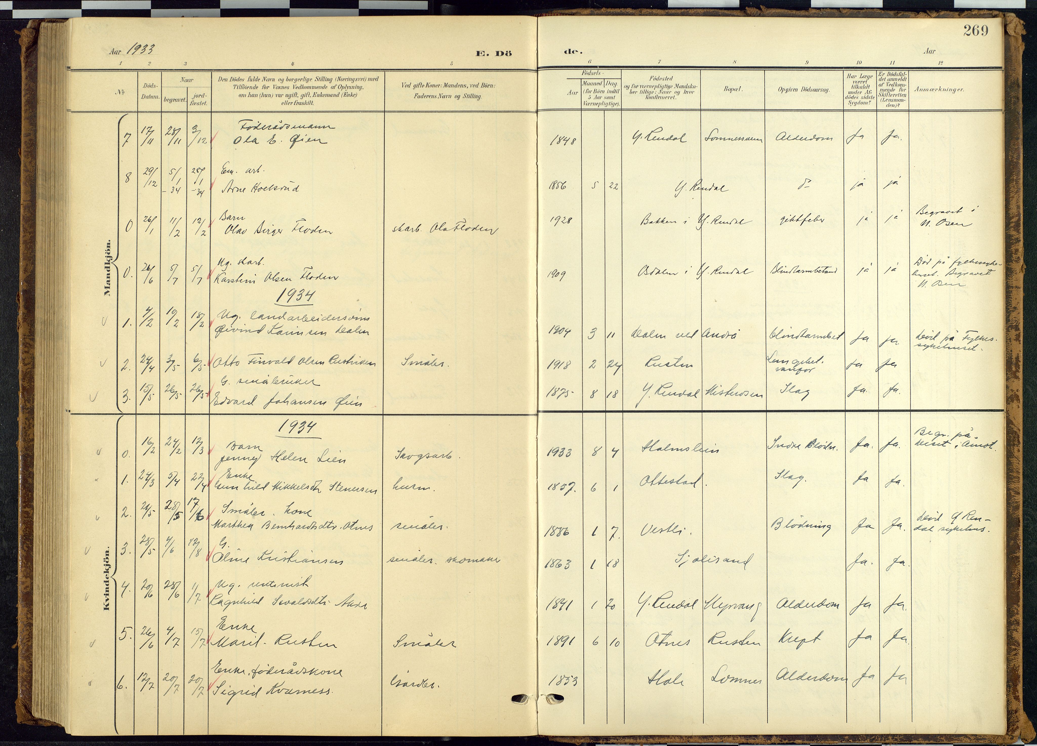 Rendalen prestekontor, AV/SAH-PREST-054/H/Ha/Hab/L0010: Parish register (copy) no. 10, 1903-1940, p. 269