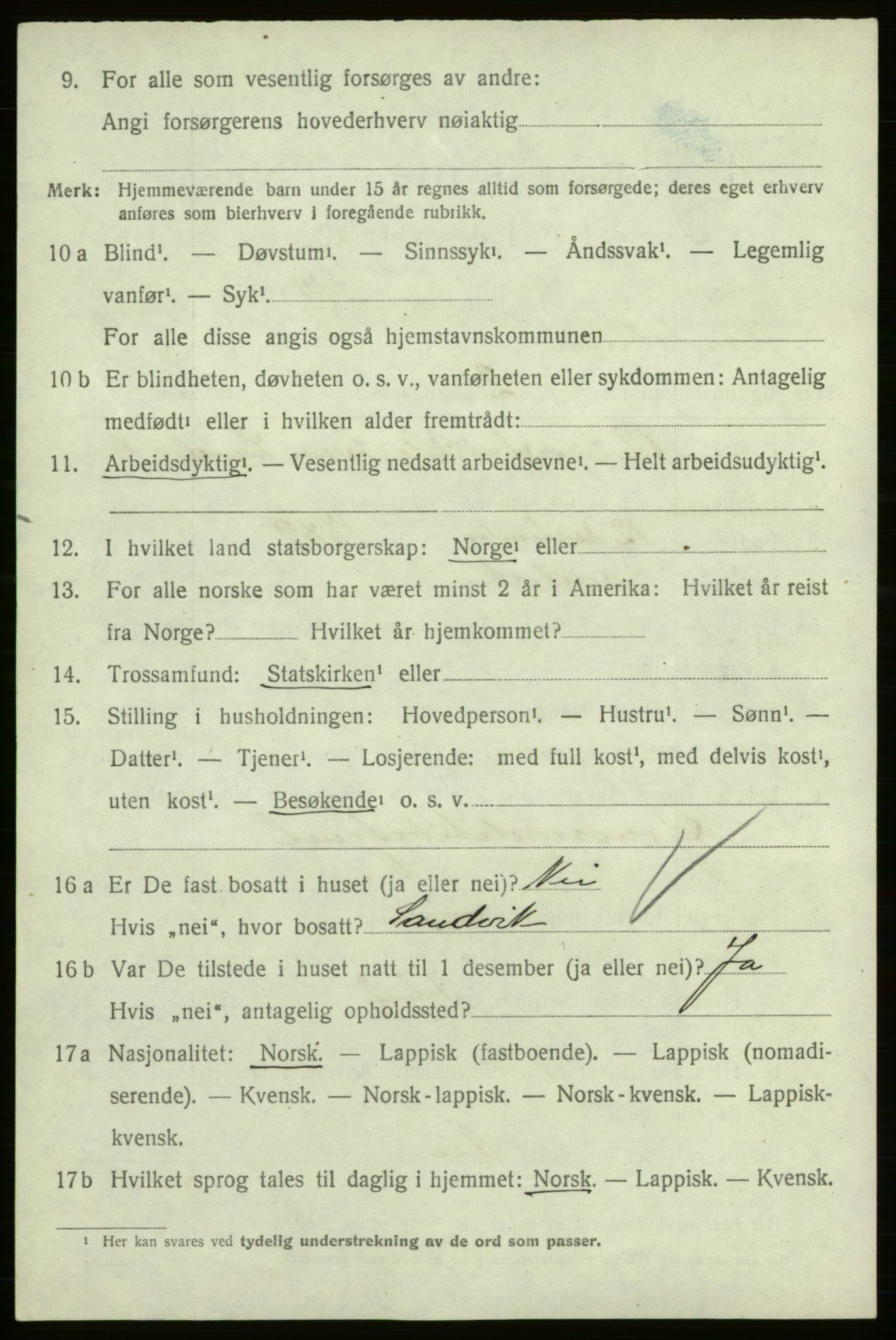 SATØ, 1920 census for Kautokeino, 1920, p. 1454