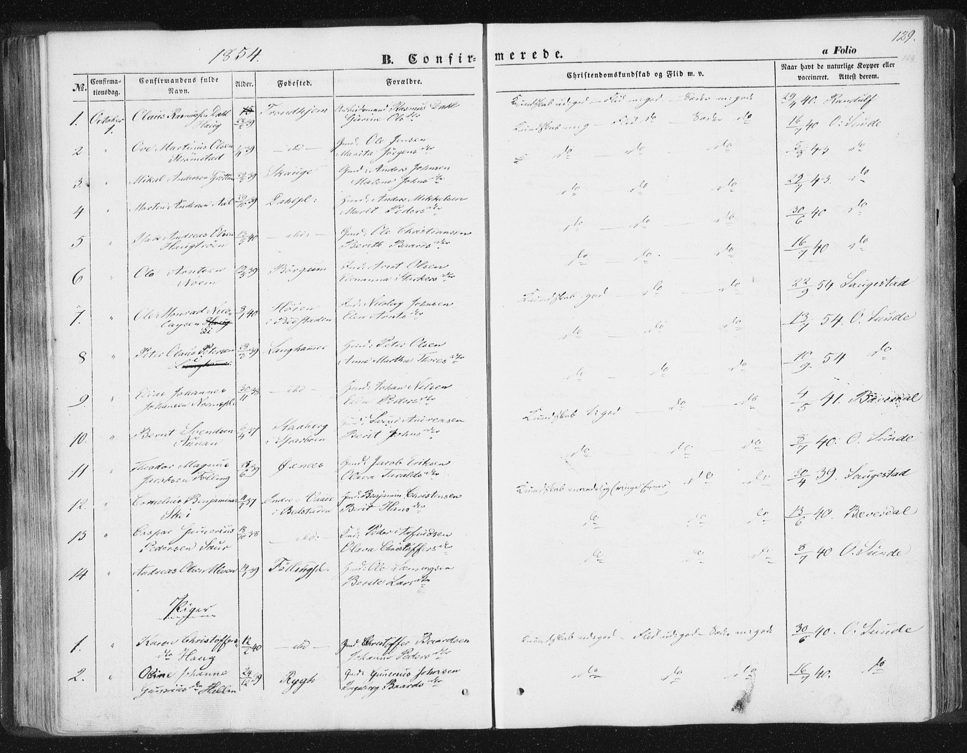 Ministerialprotokoller, klokkerbøker og fødselsregistre - Nord-Trøndelag, SAT/A-1458/746/L0446: Parish register (official) no. 746A05, 1846-1859, p. 129