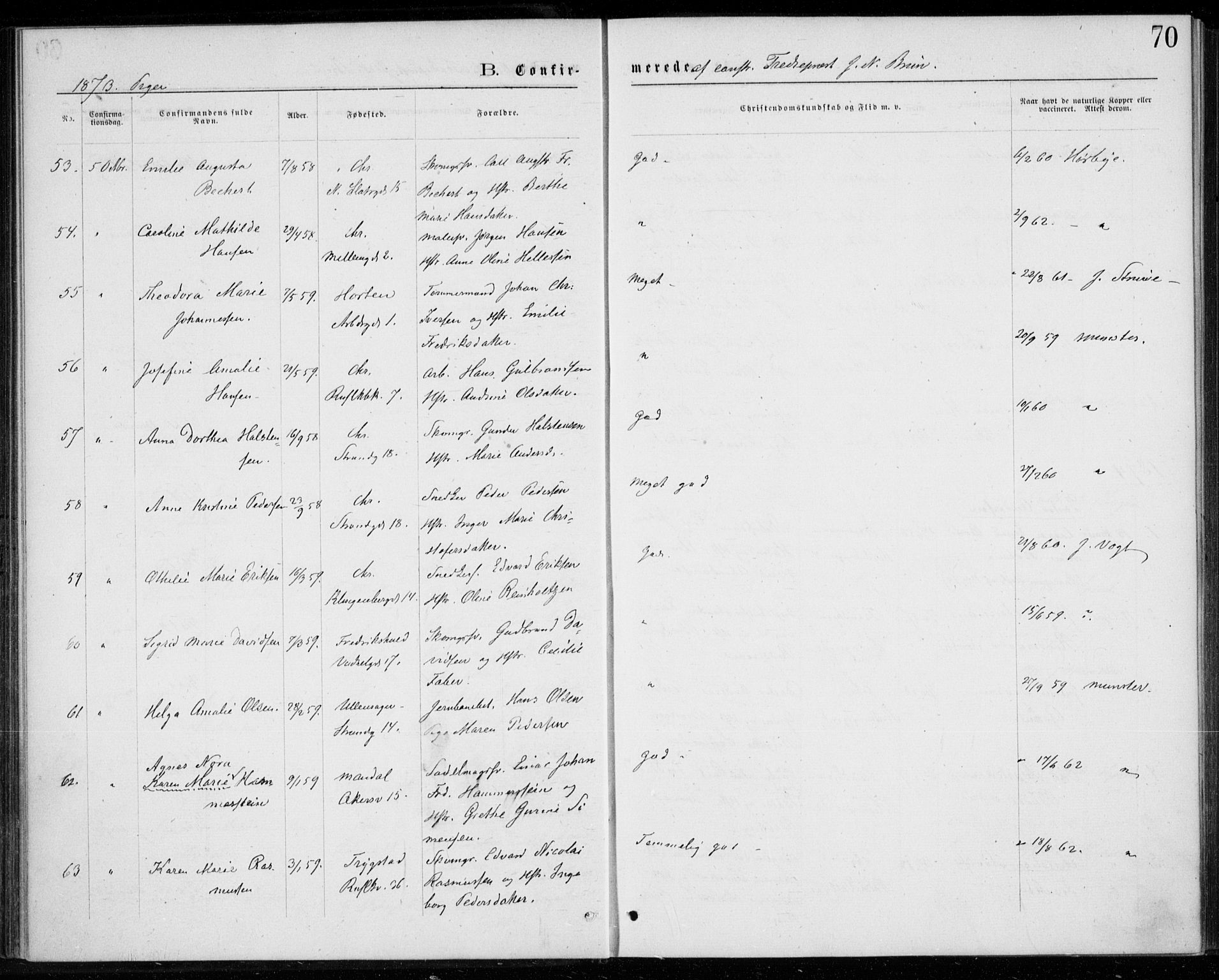 Trefoldighet prestekontor Kirkebøker, AV/SAO-A-10882/F/Fb/L0002: Parish register (official) no. II 2, 1871-1880, p. 70