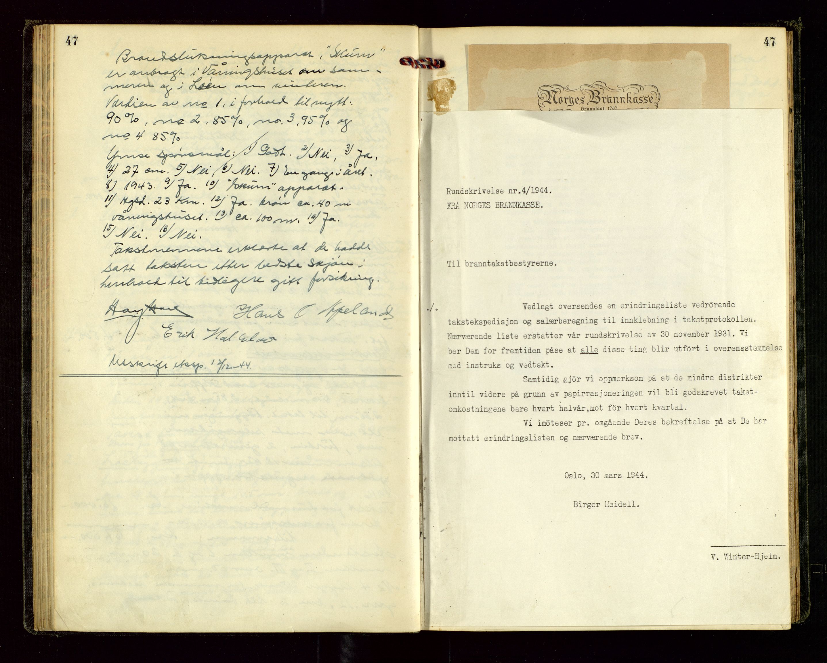 Tysvær lensmannskontor, AV/SAST-A-100192/Goa/L0002: "Brandtakstprotokol for lensmanden i Tysvær", 1916-1952, p. 47
