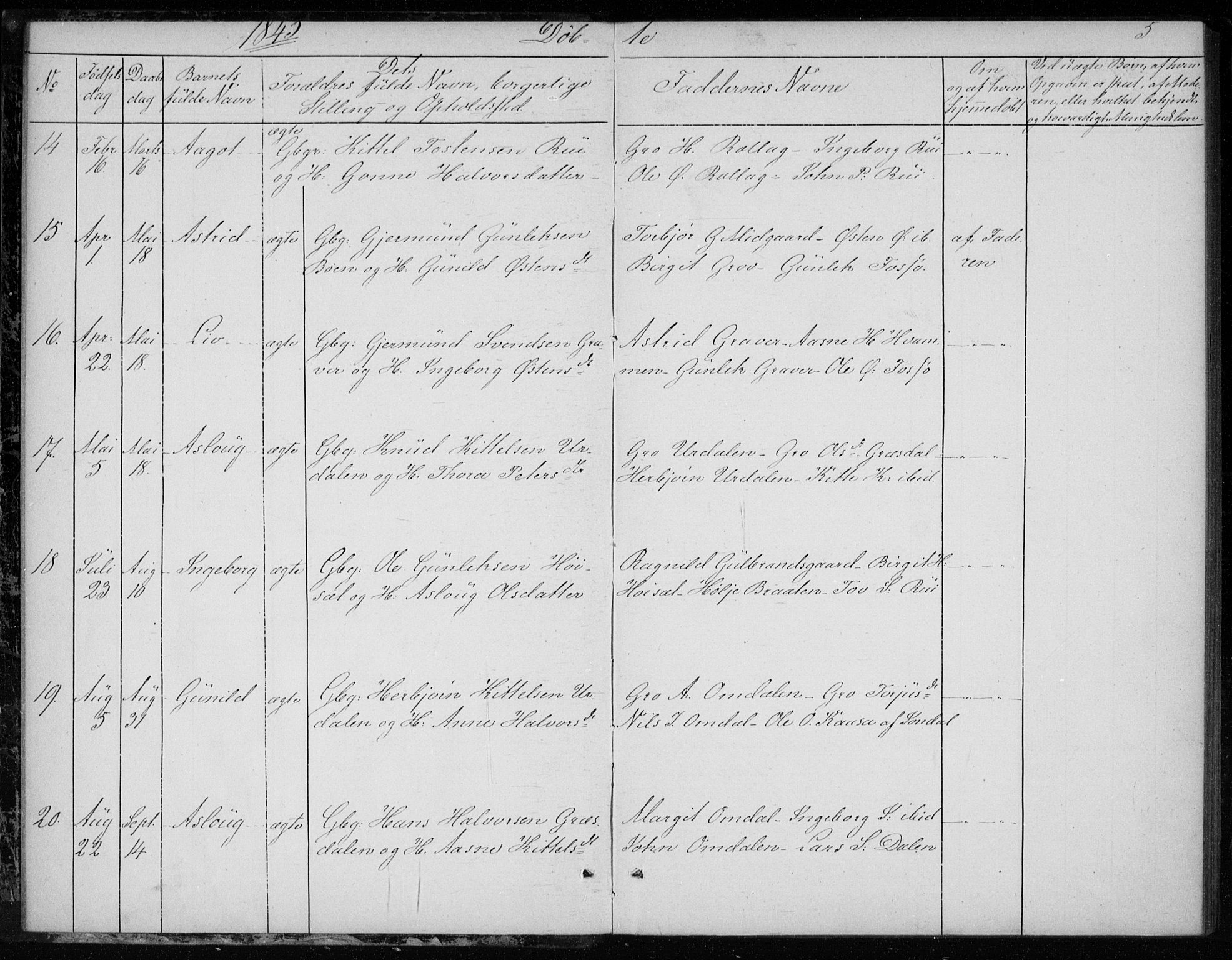 Gransherad kirkebøker, SAKO/A-267/F/Fb/L0003: Parish register (official) no. II 3, 1844-1859, p. 5
