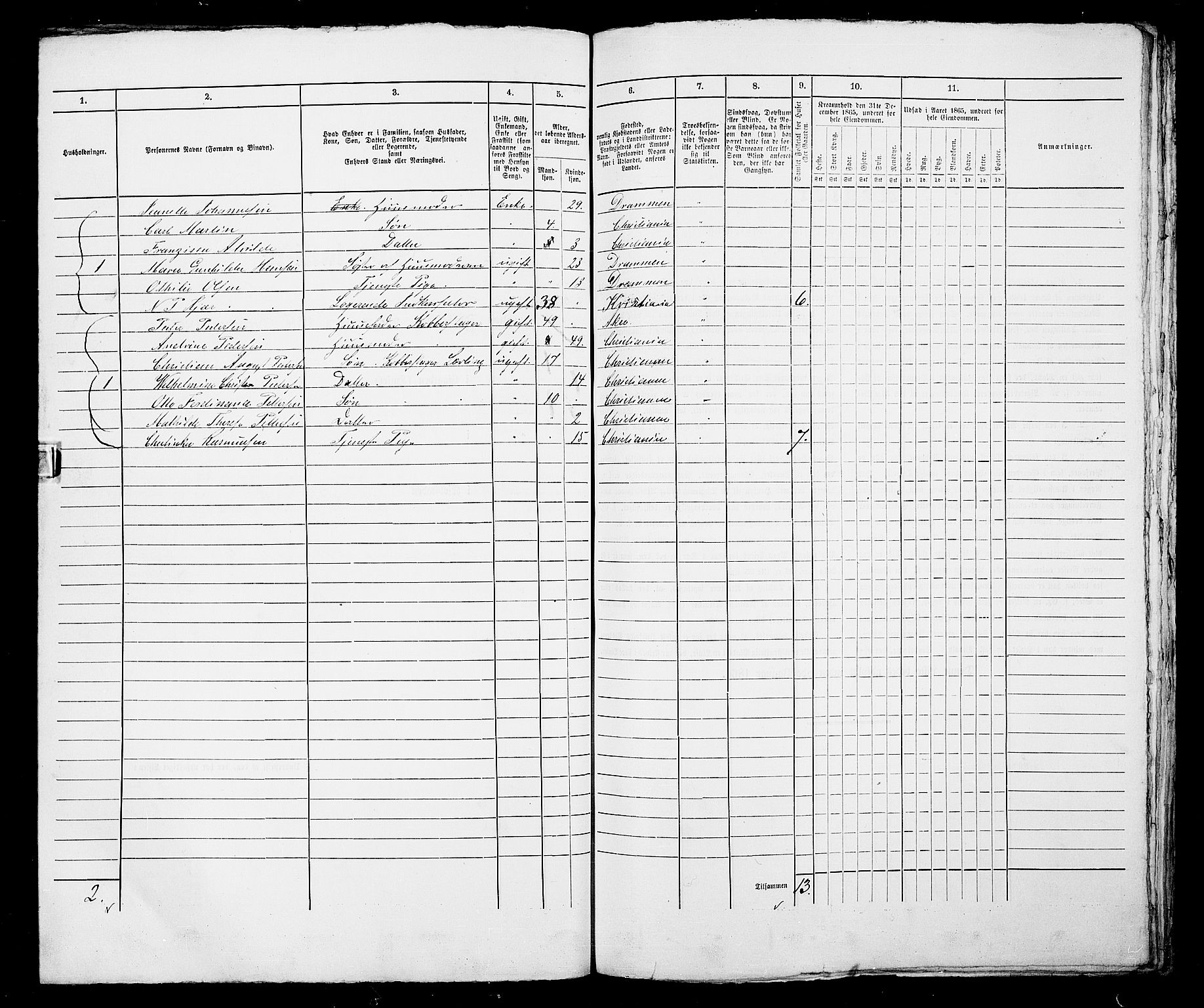 RA, 1865 census for Kristiania, 1865, p. 889