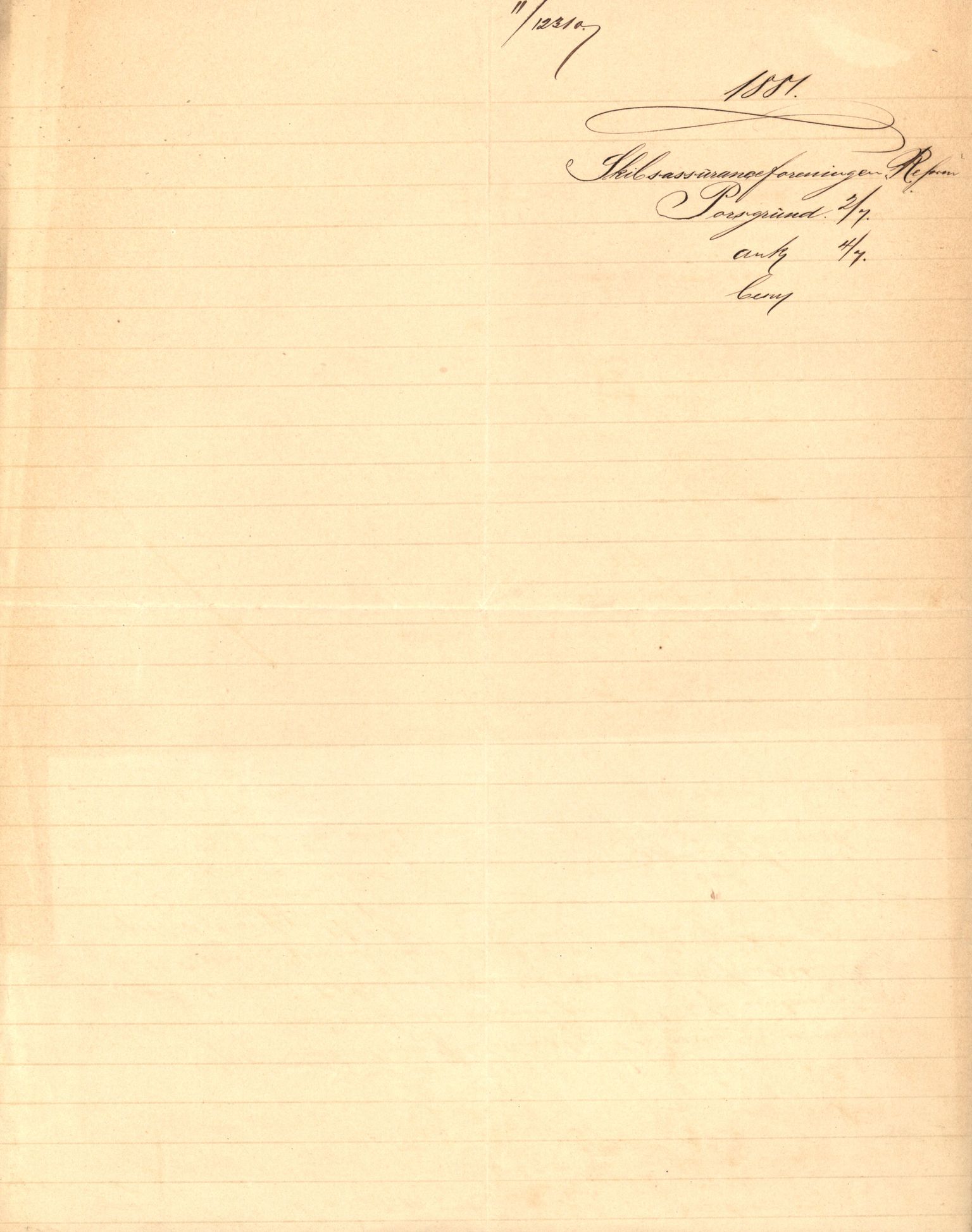 Pa 63 - Østlandske skibsassuranceforening, VEMU/A-1079/G/Ga/L0014/0001: Havaridokumenter / Mette, Margrethe, Eliezer, Dagny, 1881, p. 3