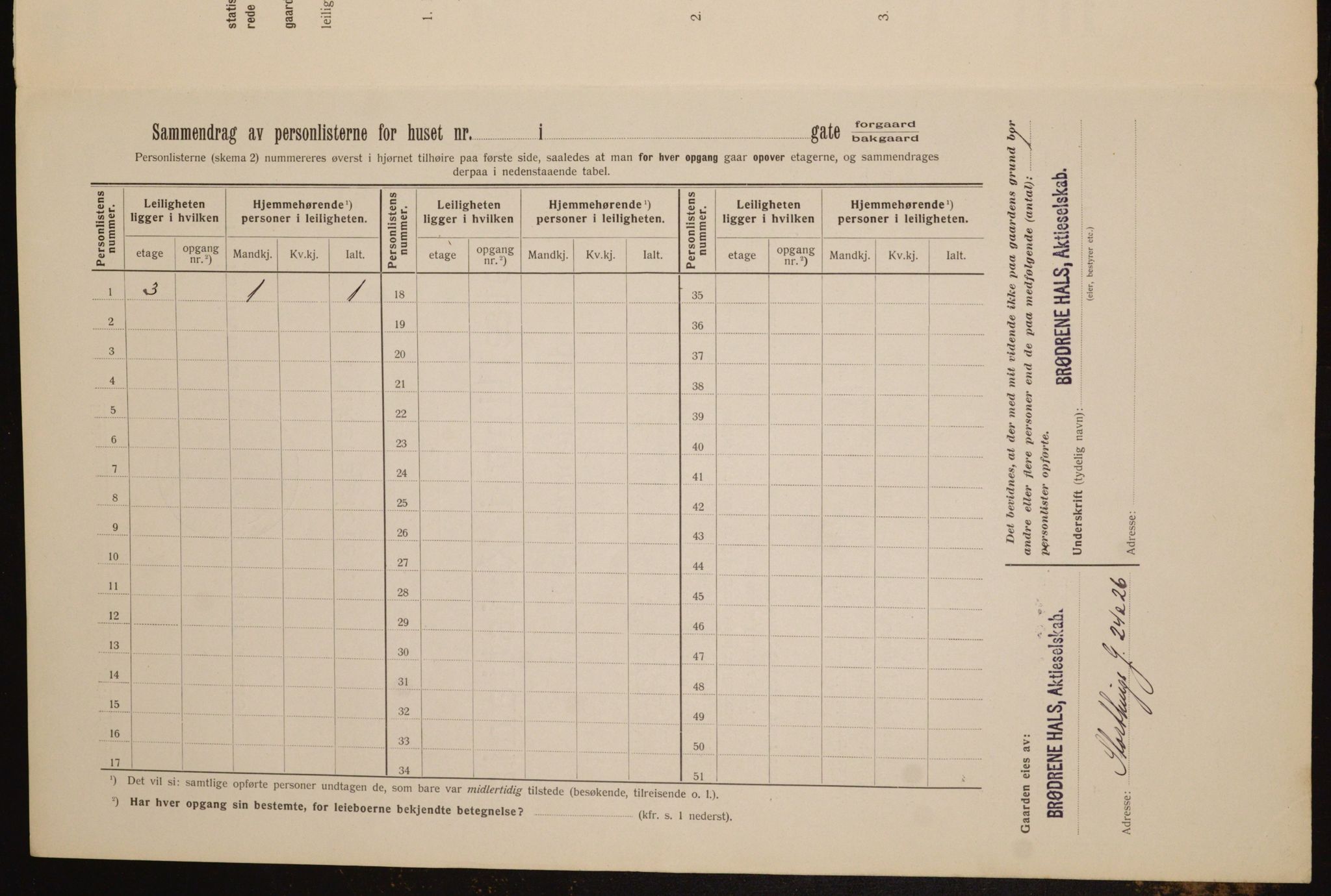 OBA, Municipal Census 1912 for Kristiania, 1912, p. 103650