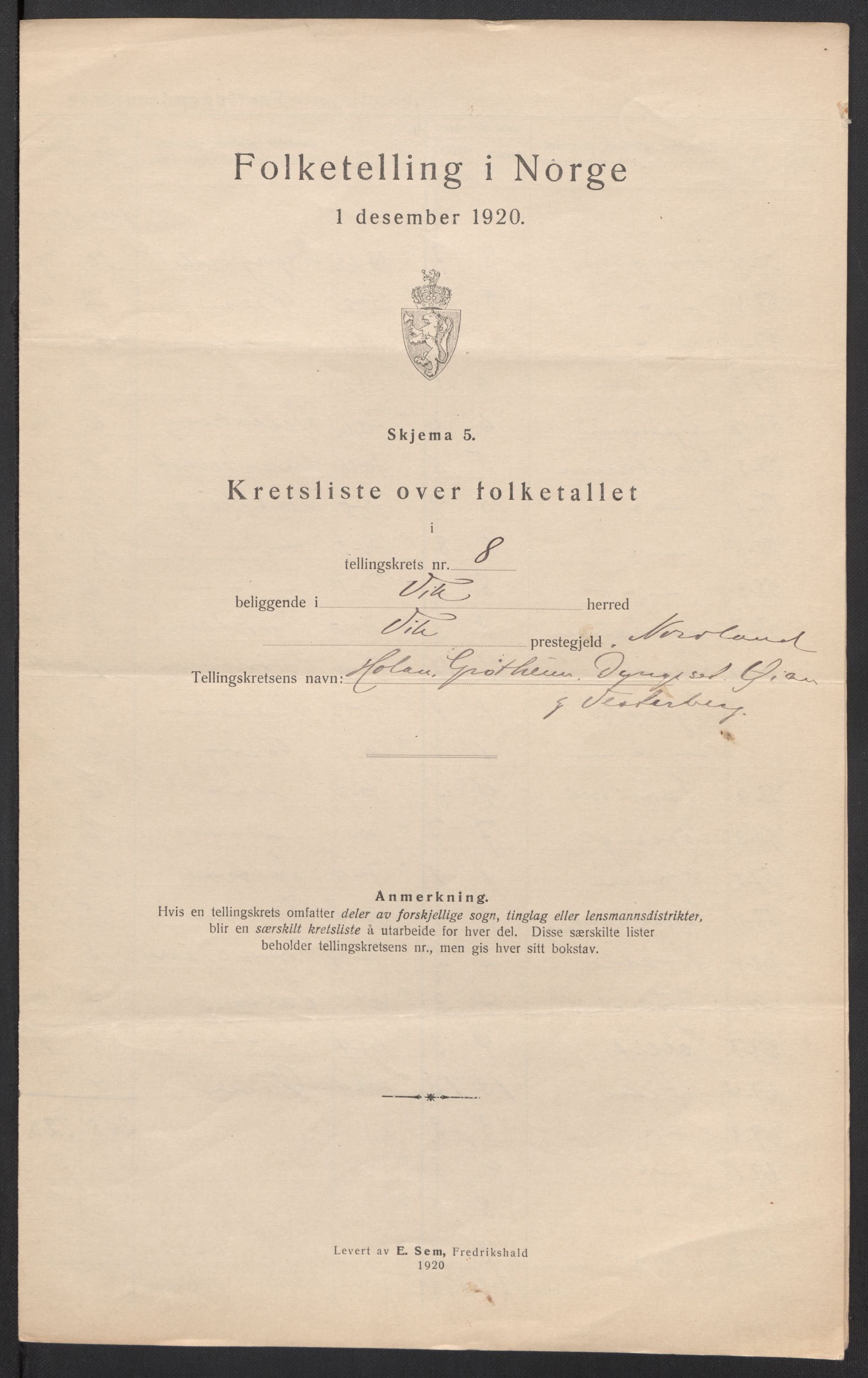 SAT, 1920 census for Vik, 1920, p. 27