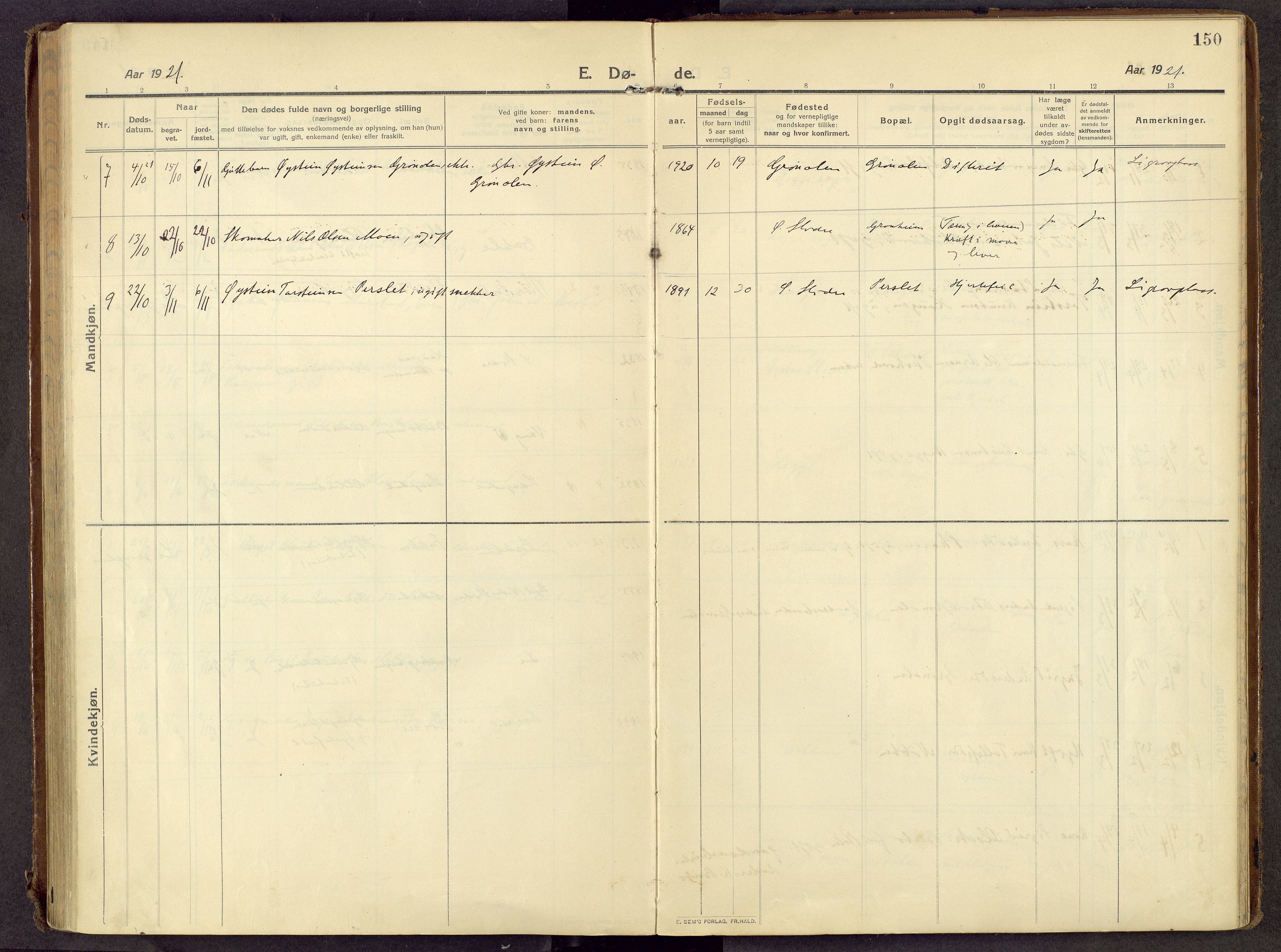 Øystre Slidre prestekontor, AV/SAH-PREST-138/H/Ha/Haa/L0007: Parish register (official) no. 7, 1911-1931, p. 150