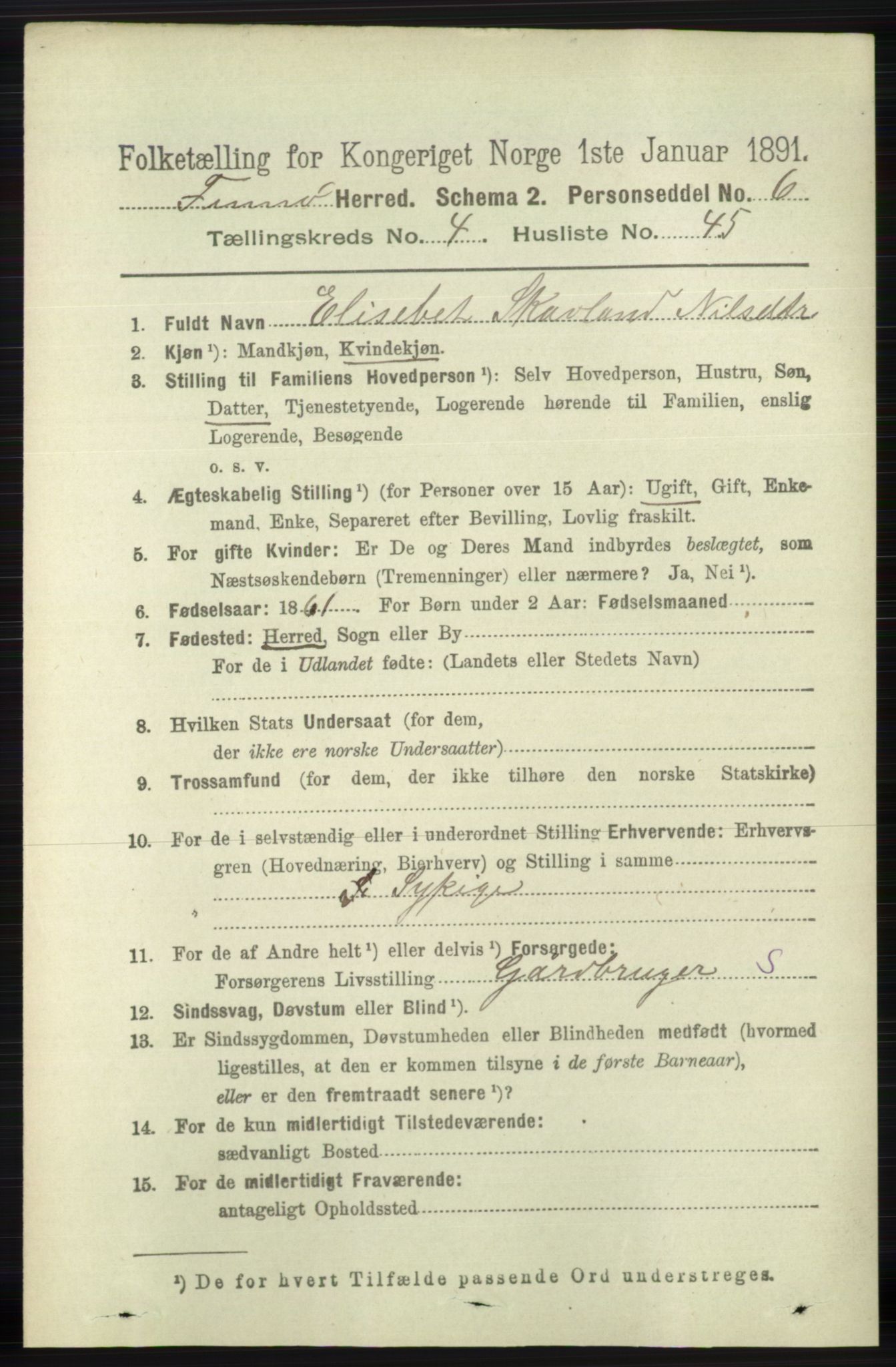 RA, 1891 census for 1141 Finnøy, 1891, p. 1079