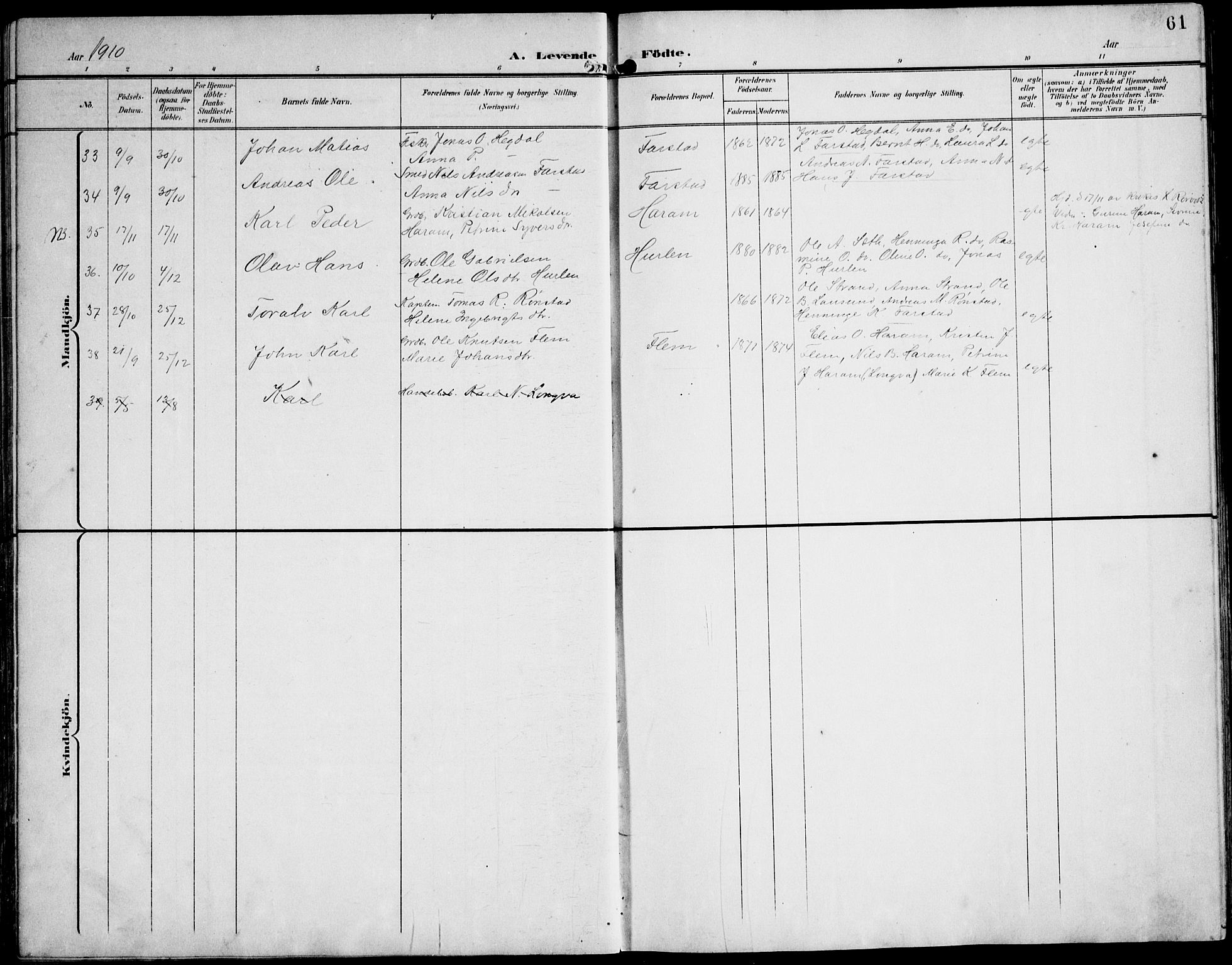 Ministerialprotokoller, klokkerbøker og fødselsregistre - Møre og Romsdal, AV/SAT-A-1454/536/L0511: Parish register (copy) no. 536C06, 1899-1944, p. 61