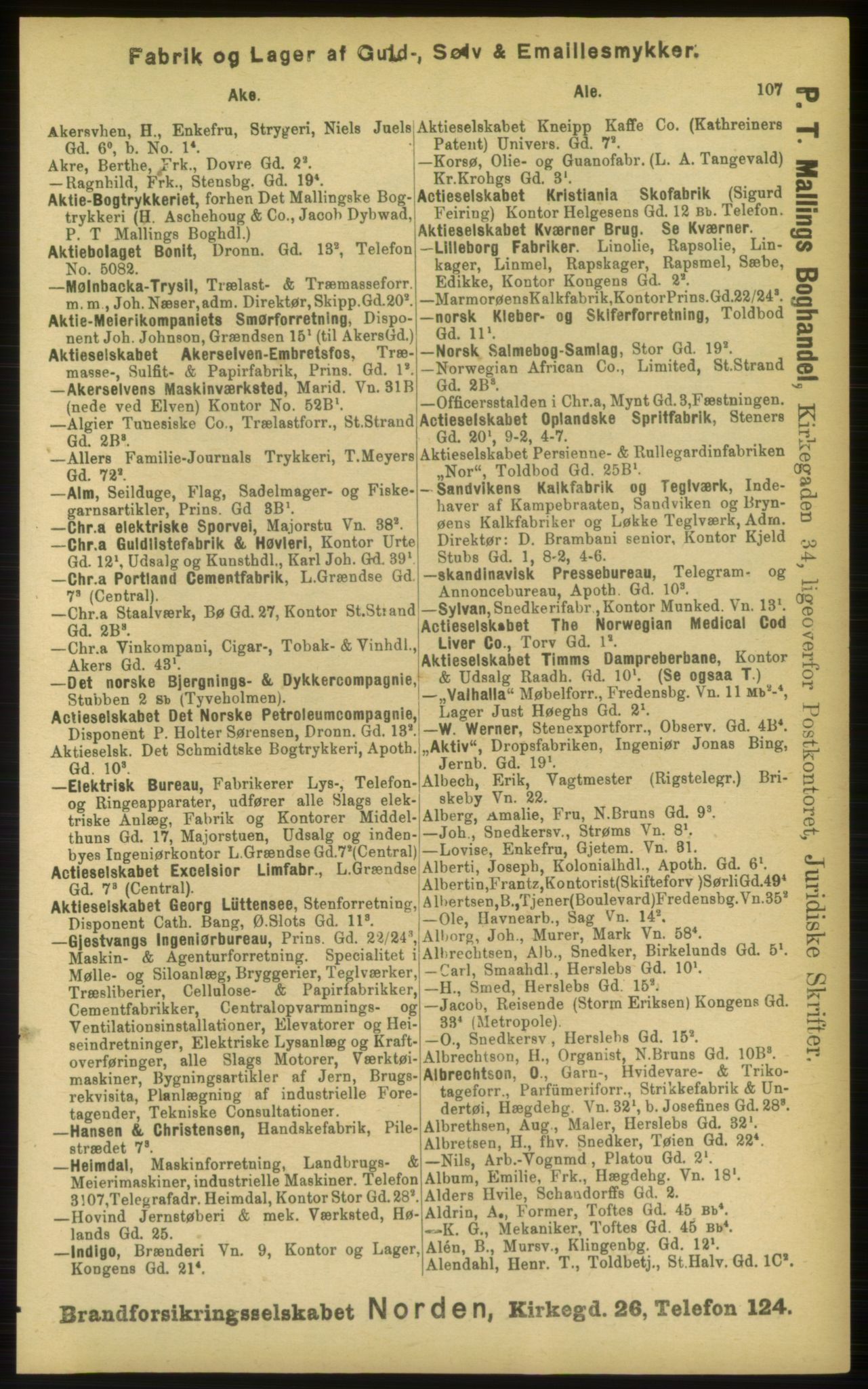 Kristiania/Oslo adressebok, PUBL/-, 1898, p. 107