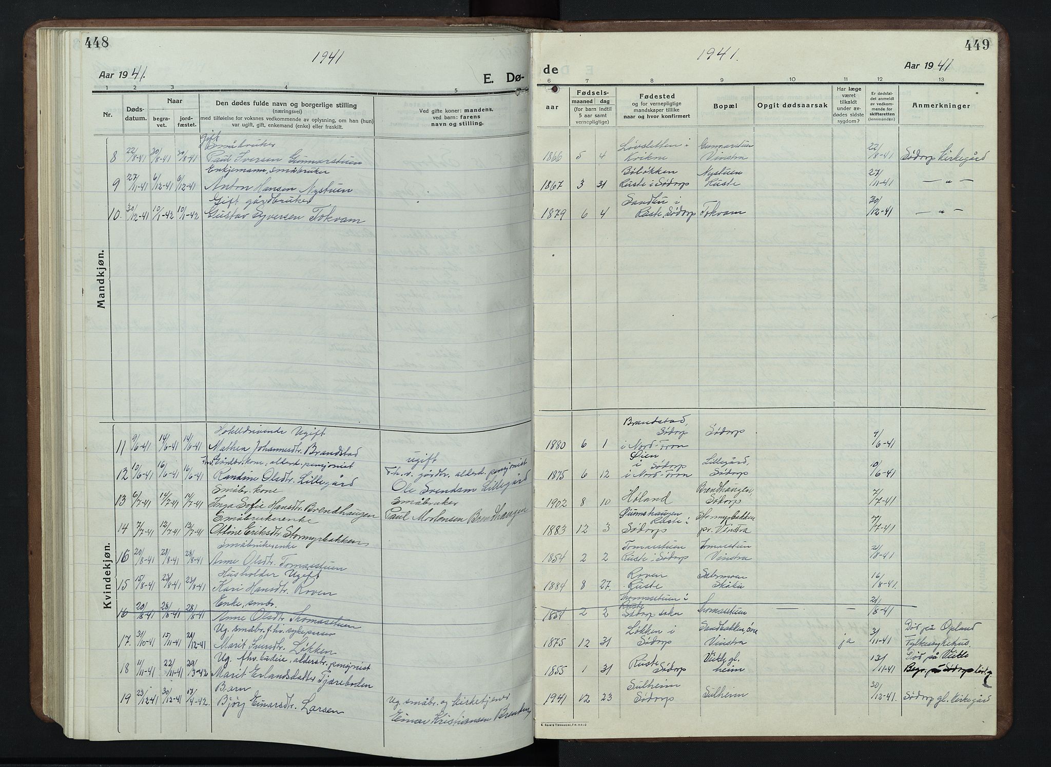 Nord-Fron prestekontor, SAH/PREST-080/H/Ha/Hab/L0007: Parish register (copy) no. 7, 1915-1946, p. 448-449