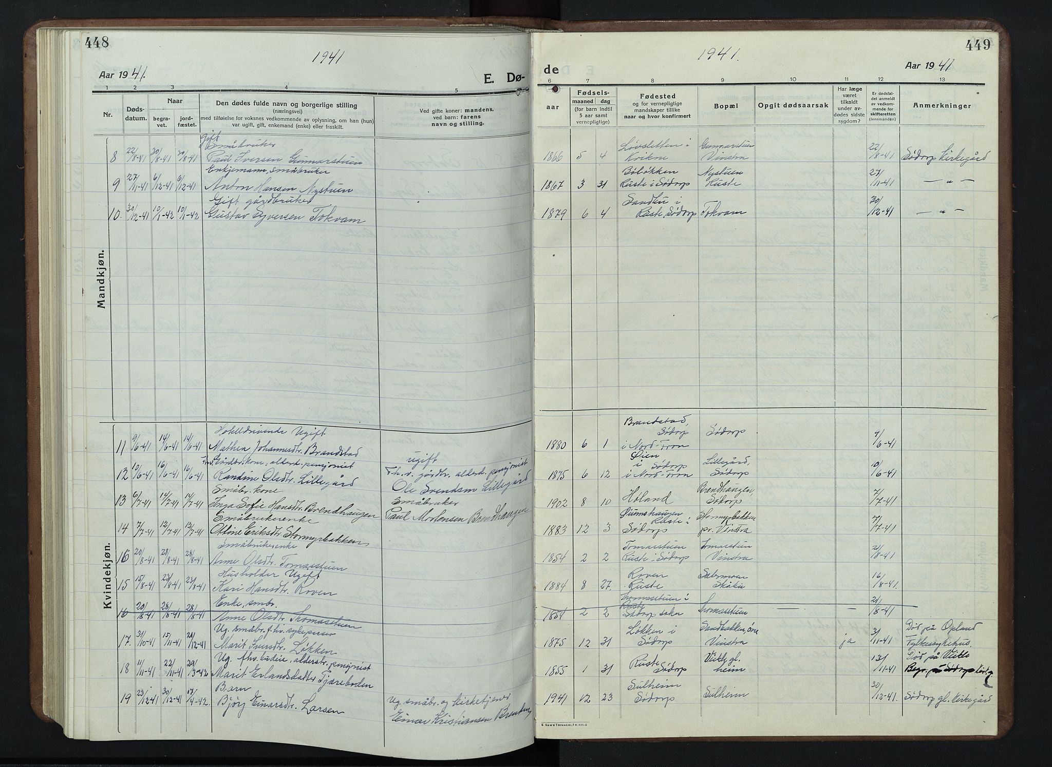 Nord-Fron prestekontor, AV/SAH-PREST-080/H/Ha/Hab/L0007: Parish register (copy) no. 7, 1915-1946, p. 448-449