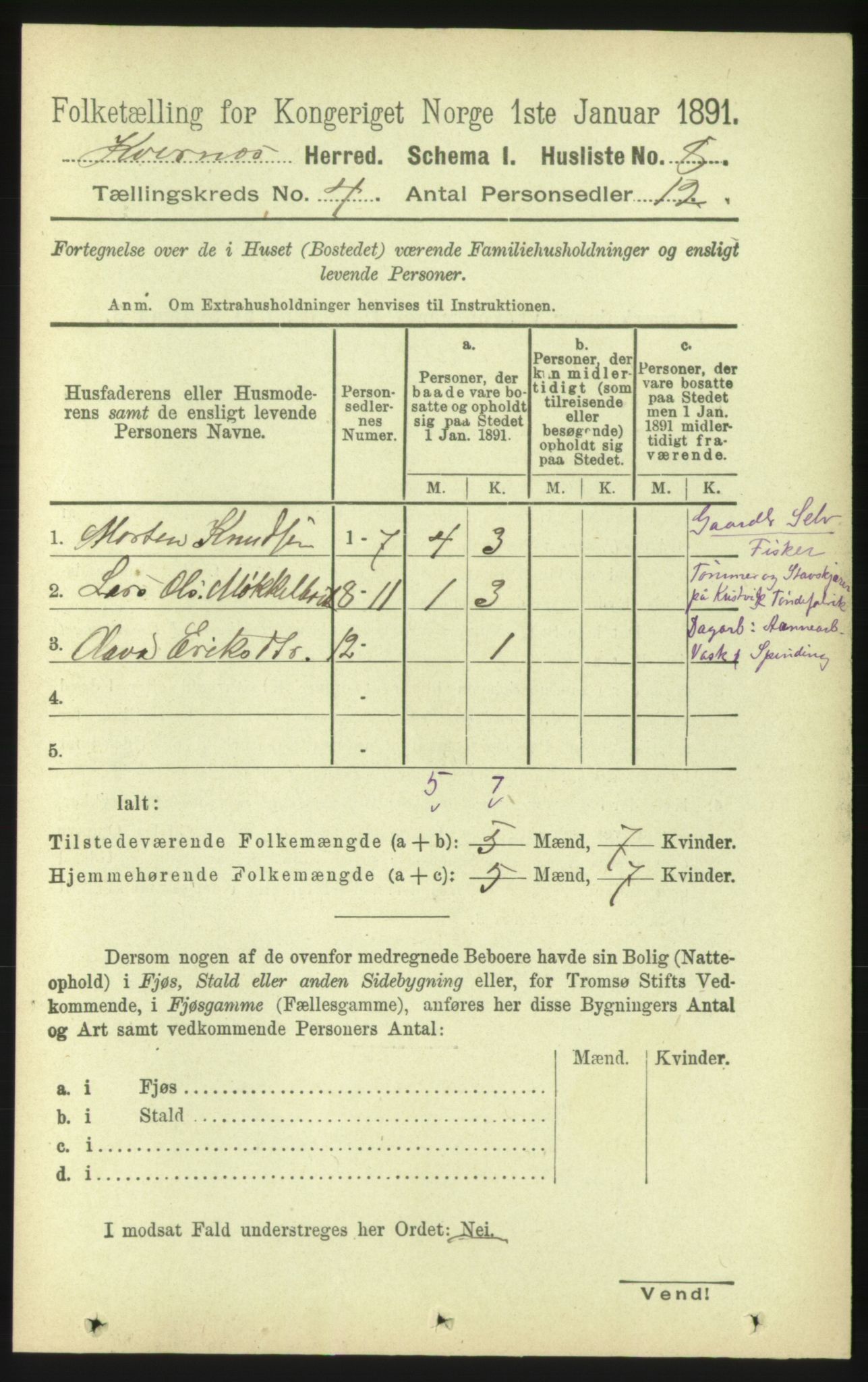 RA, 1891 census for 1553 Kvernes, 1891, p. 1671