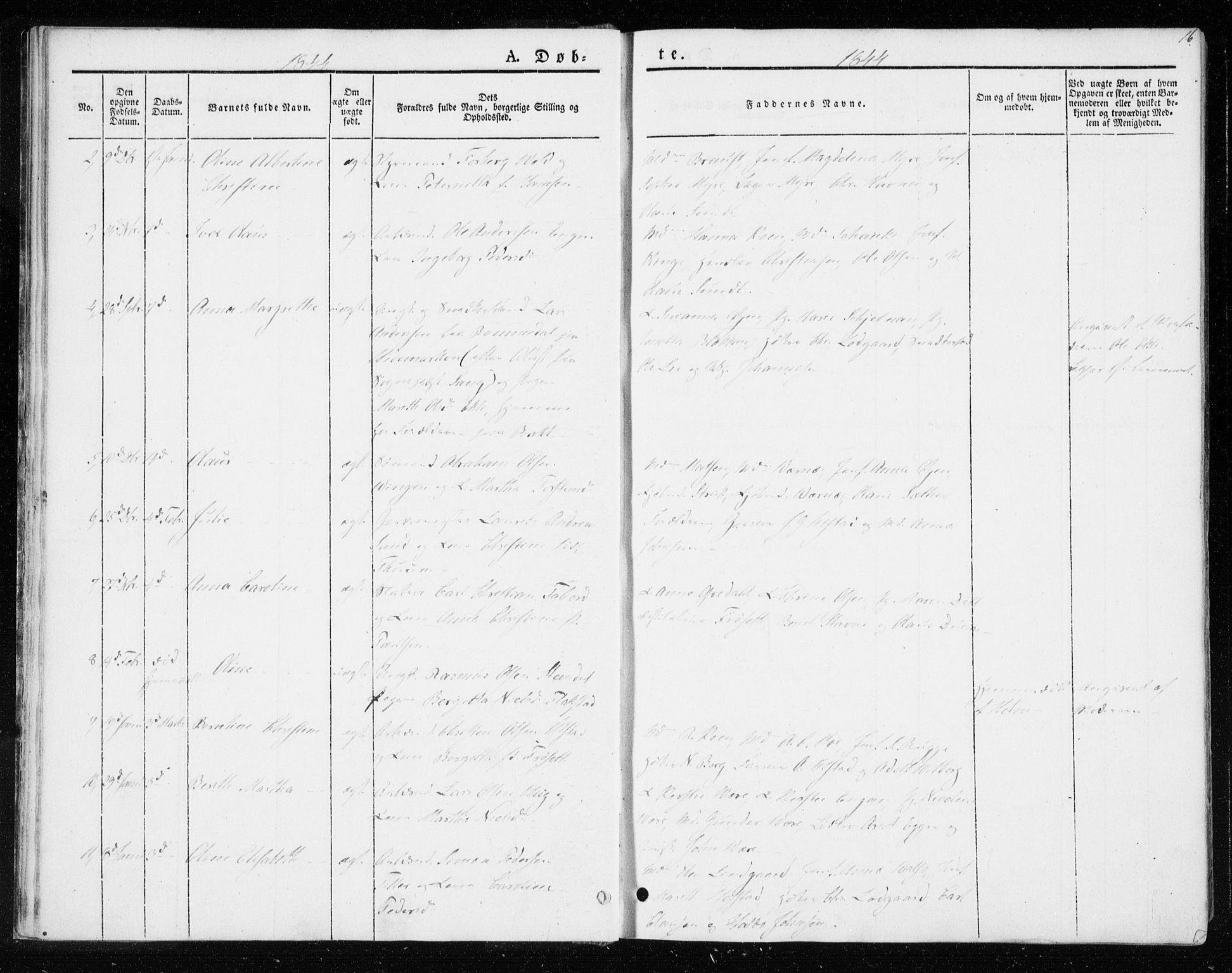 Ministerialprotokoller, klokkerbøker og fødselsregistre - Sør-Trøndelag, SAT/A-1456/604/L0183: Parish register (official) no. 604A04, 1841-1850, p. 16