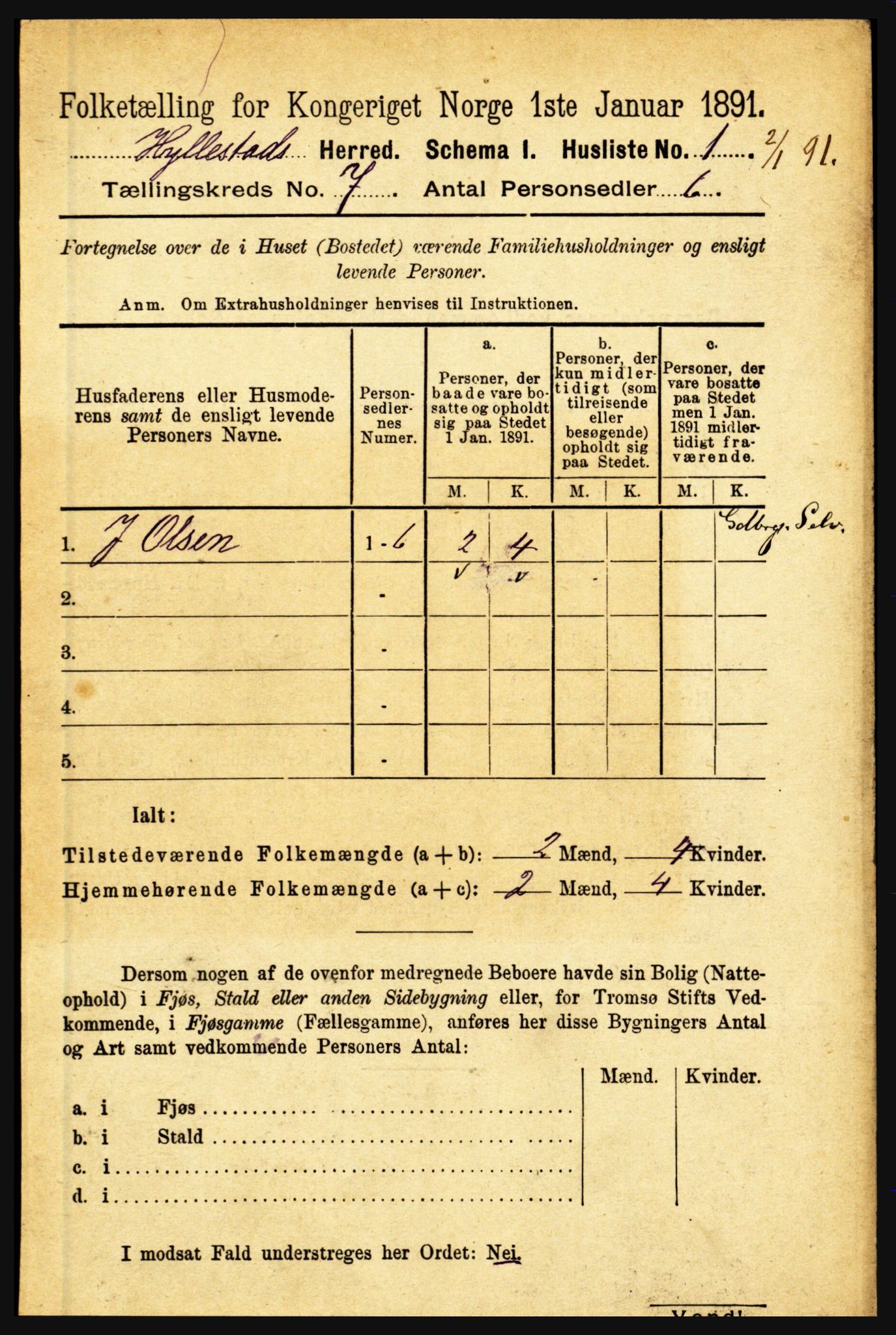 RA, 1891 census for 1413 Hyllestad, 1891, p. 1161