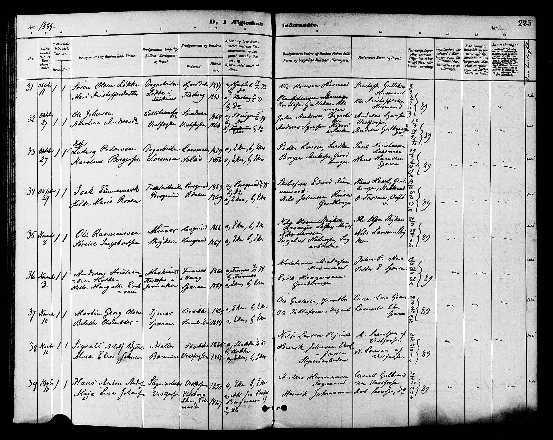 Eiker kirkebøker, SAKO/A-4/F/Fb/L0002: Parish register (official) no. II 2, 1889-1896, p. 225