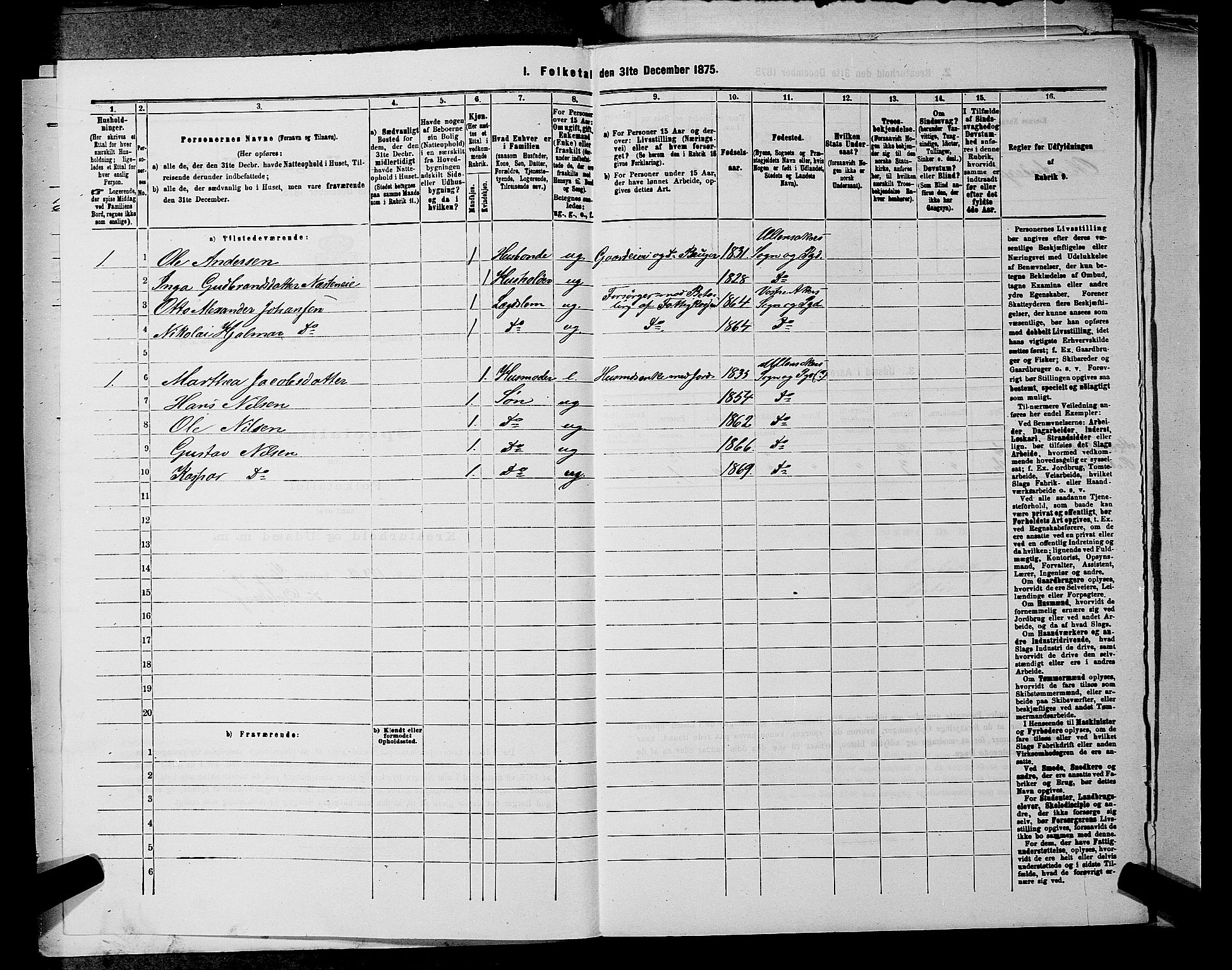 RA, 1875 census for 0235P Ullensaker, 1875, p. 747