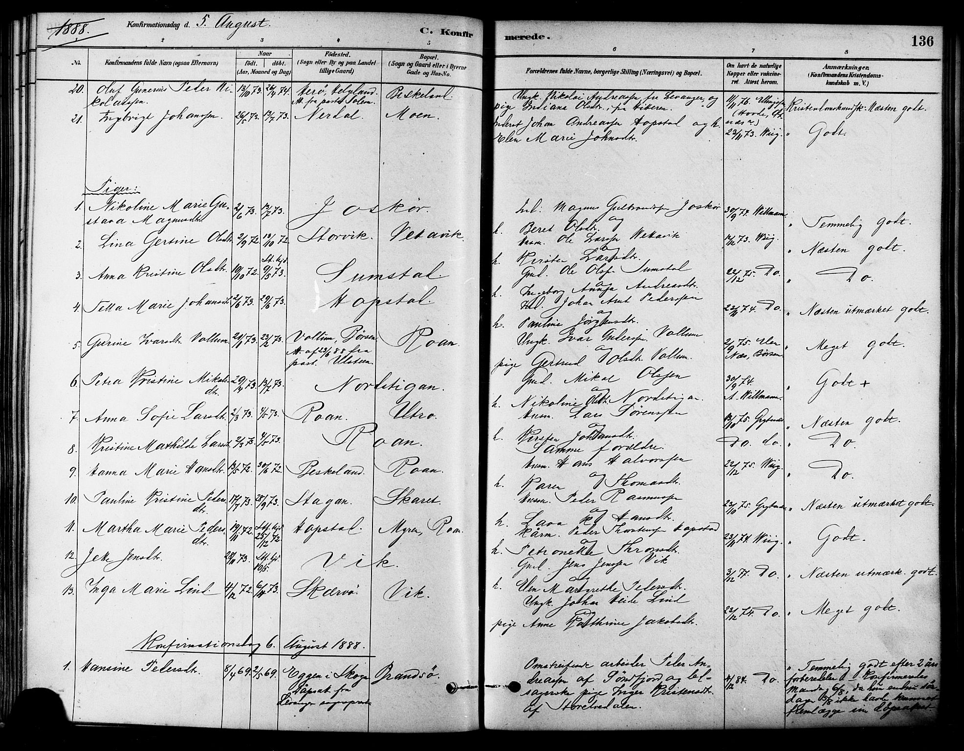 Ministerialprotokoller, klokkerbøker og fødselsregistre - Sør-Trøndelag, SAT/A-1456/657/L0707: Parish register (official) no. 657A08, 1879-1893, p. 136