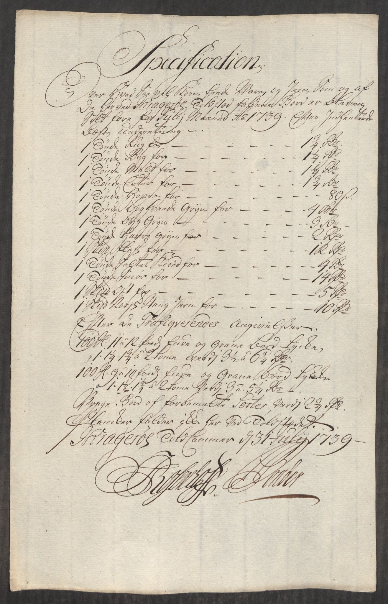 Rentekammeret inntil 1814, Realistisk ordnet avdeling, AV/RA-EA-4070/Oe/L0001: [Ø1]: Priskuranter, 1712-1739, p. 1012