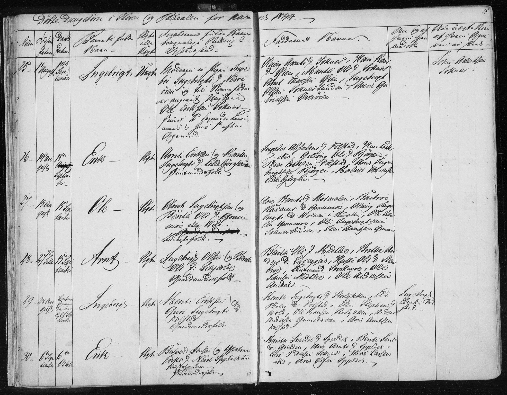 Ministerialprotokoller, klokkerbøker og fødselsregistre - Sør-Trøndelag, AV/SAT-A-1456/687/L0997: Parish register (official) no. 687A05 /1, 1843-1848, p. 15