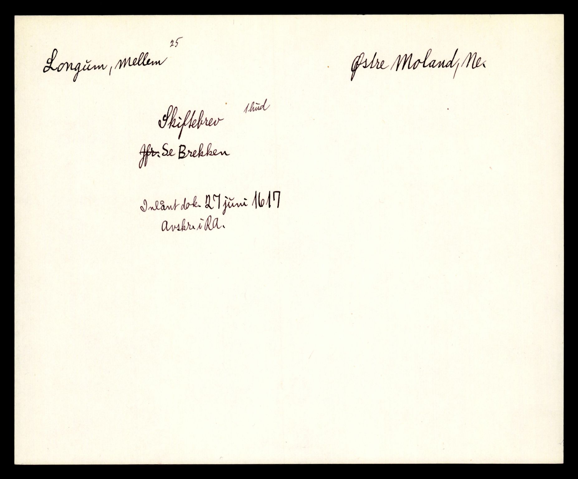 Riksarkivets diplomsamling, AV/RA-EA-5965/F35/F35e/L0023: Registreringssedler Aust-Agder 1, 1400-1700, p. 255