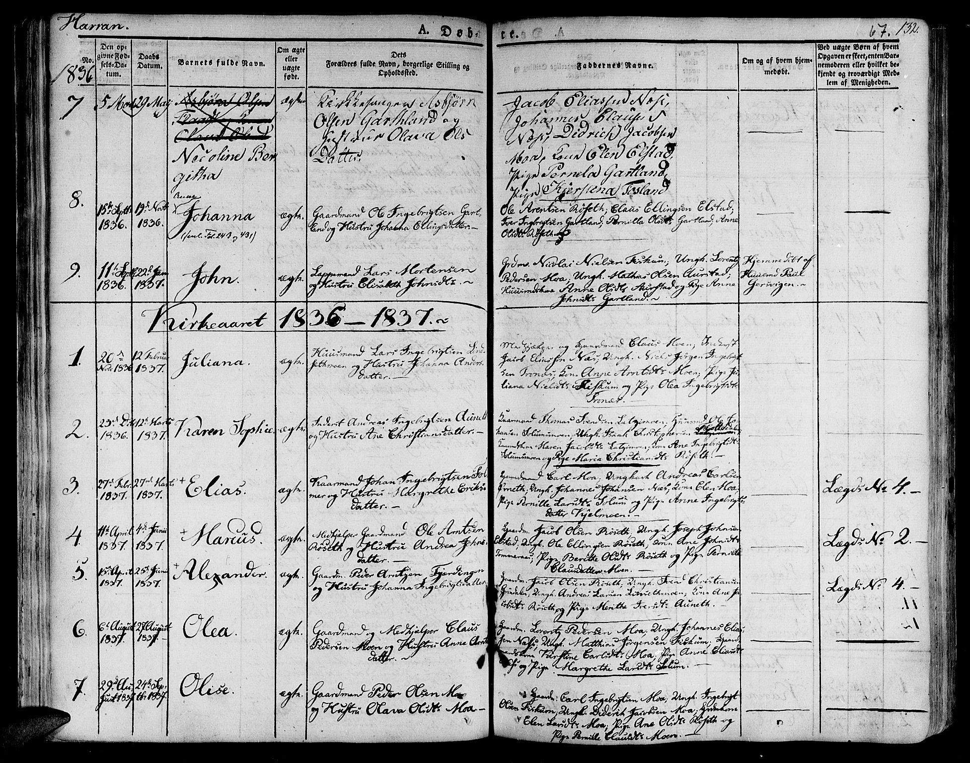 Ministerialprotokoller, klokkerbøker og fødselsregistre - Nord-Trøndelag, SAT/A-1458/758/L0510: Parish register (official) no. 758A01 /3, 1821-1841, p. 67