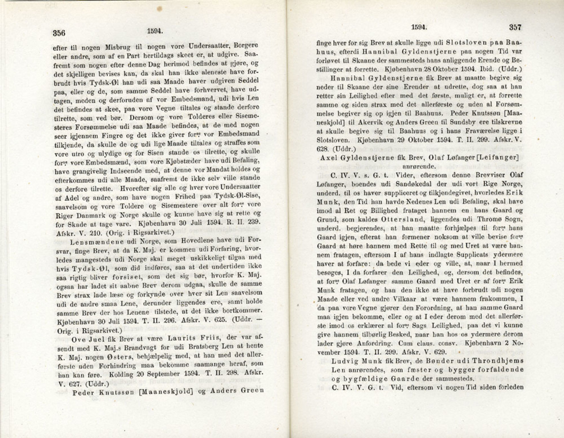 Publikasjoner utgitt av Det Norske Historiske Kildeskriftfond, PUBL/-/-/-: Norske Rigs-Registranter, bind 3, 1588-1602, p. 356-357