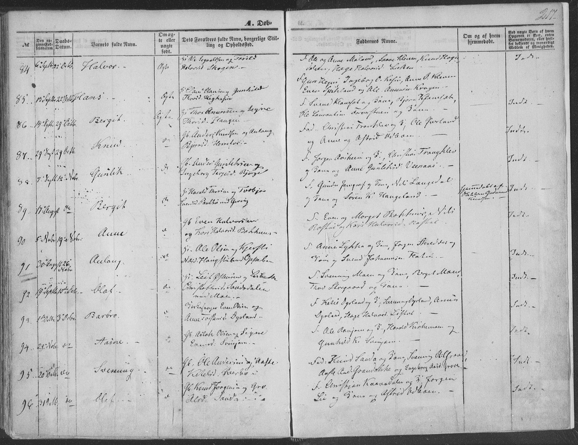 Seljord kirkebøker, SAKO/A-20/F/Fa/L012a: Parish register (official) no. I 12A, 1850-1865, p. 217